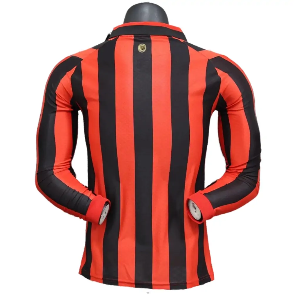 2025-26 New Season AC Milan Anniversary Edition Red Long Sleeve Lapel Jersey - Player Edition