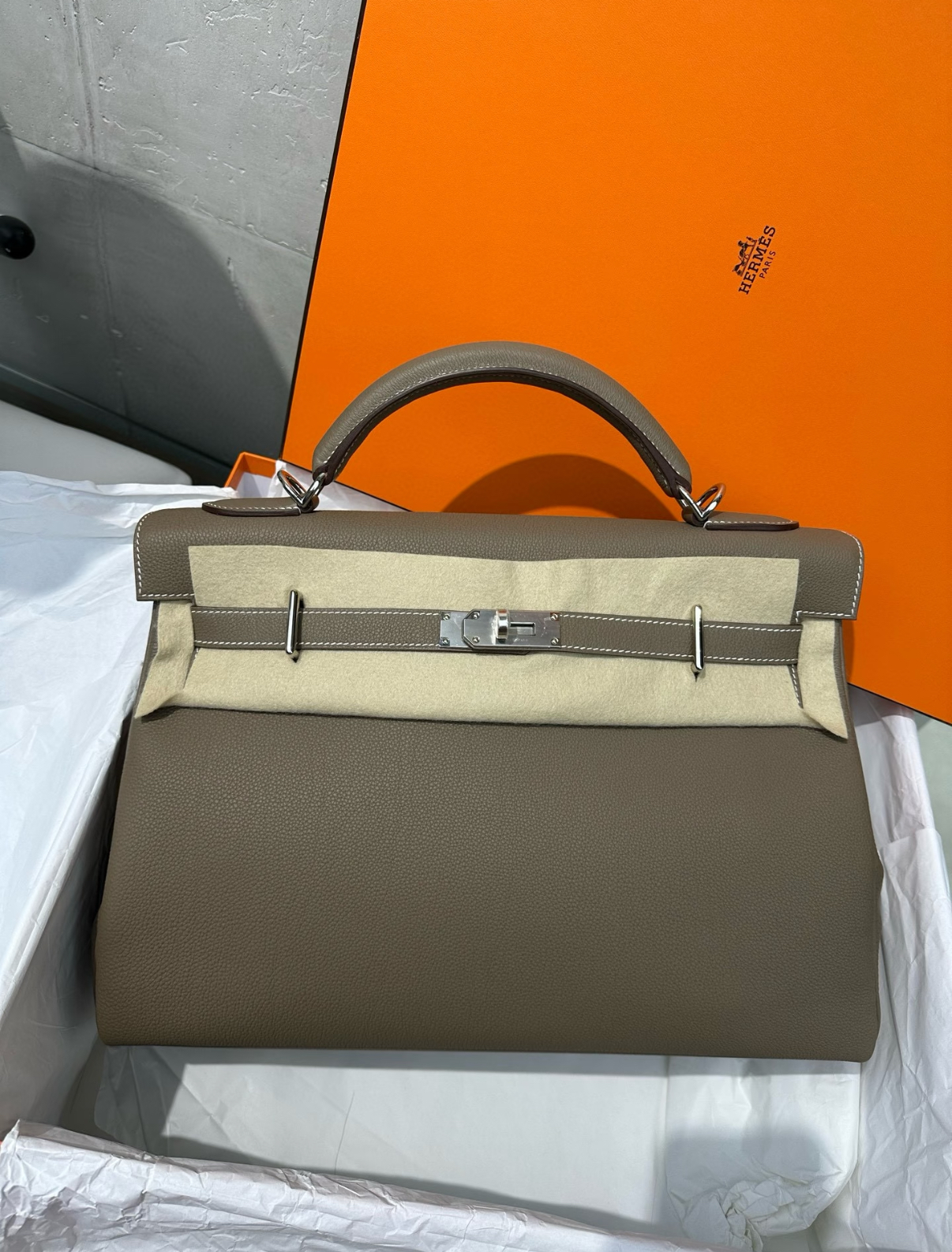 Hermès Kelly maxi 42 Elephant Grey TOGO Custom