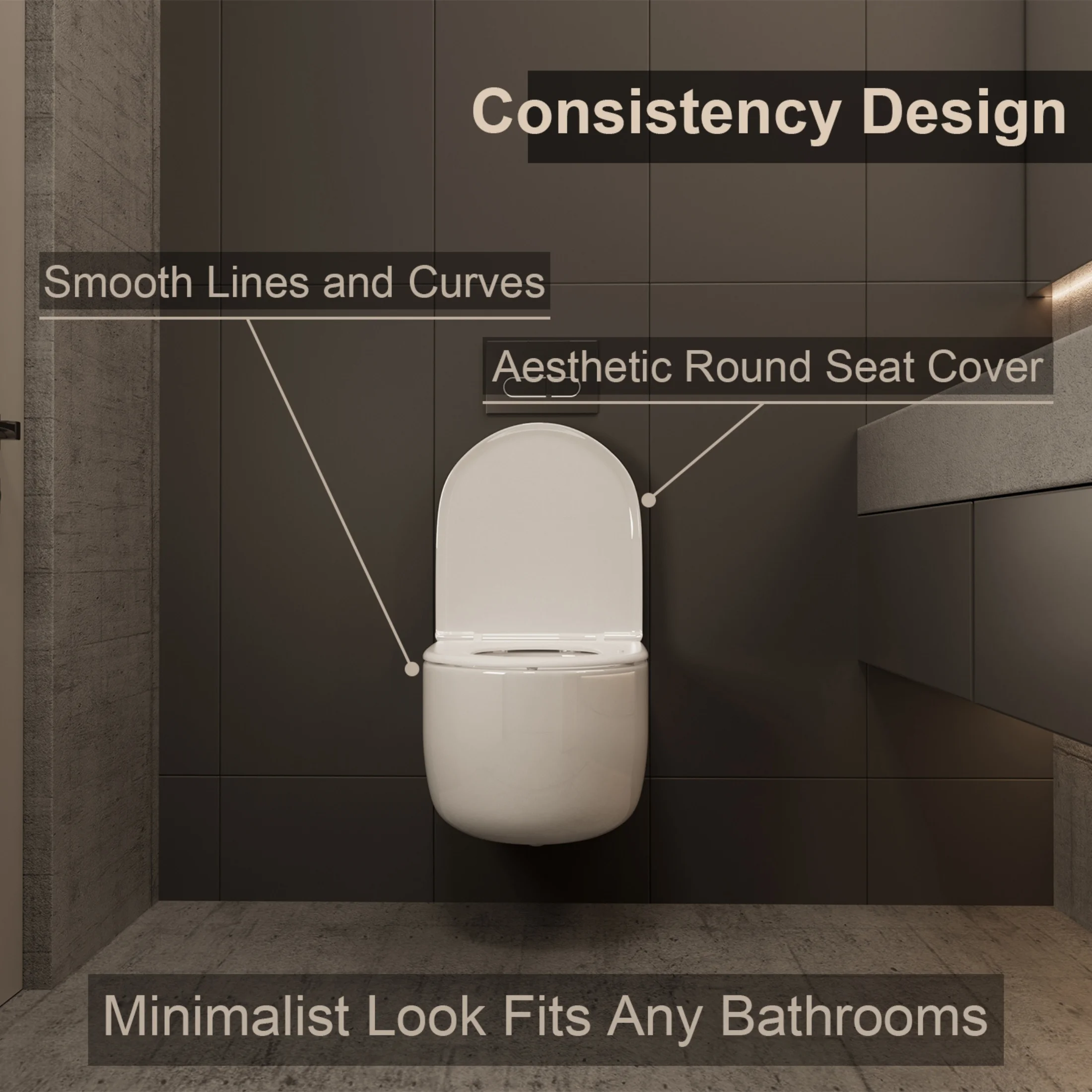 Los Flexi Compact Wall-Mount Toilet Set - Round Bowl, In-Wall Tank, Tornado Flush, Actuator Plate Included
