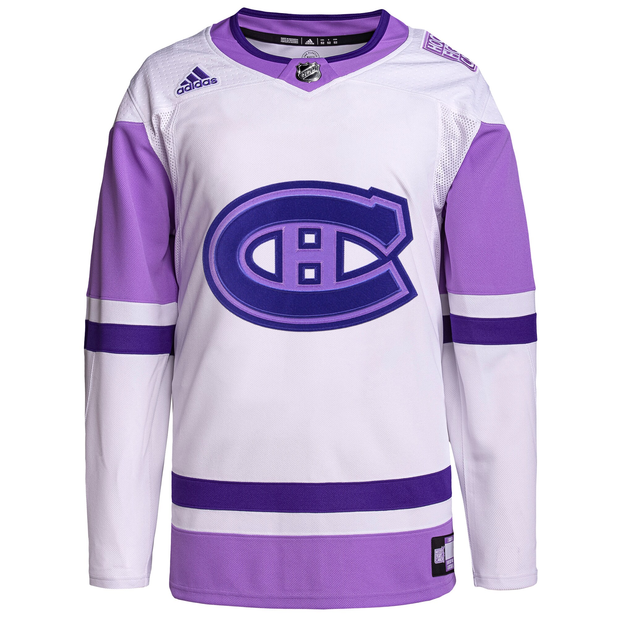 Montreal Canadiens  Hockey Fights Cancer Primegreen  Blank Practice Jersey – White/Purple