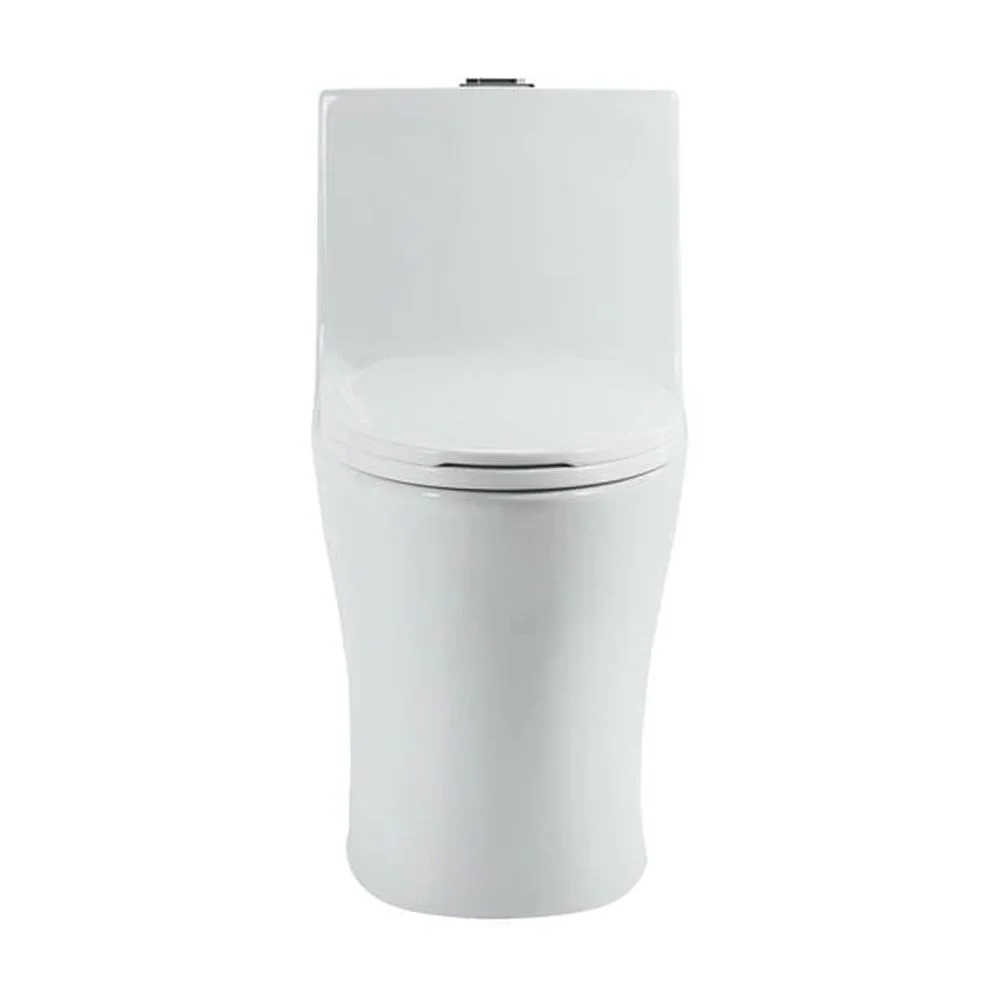 Spaco 1.1/1.6 GPF Dual Flush One-Piece Toilet, Button on Tank top S-trap 12 inches, Elongated Bowl with Soft Close Seat, Water-Saving MAP 1000g, Comfort Chair Seat ADA Height, Light Gray