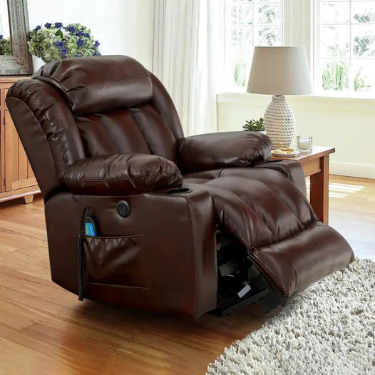 💥Clearance Sale🔥 MCombo Large Lay Flat Dual Motor Power Lift Recliner Chair Sofa with Massage and Heat. USB Ports. Cup Holders. Extended Footrest！