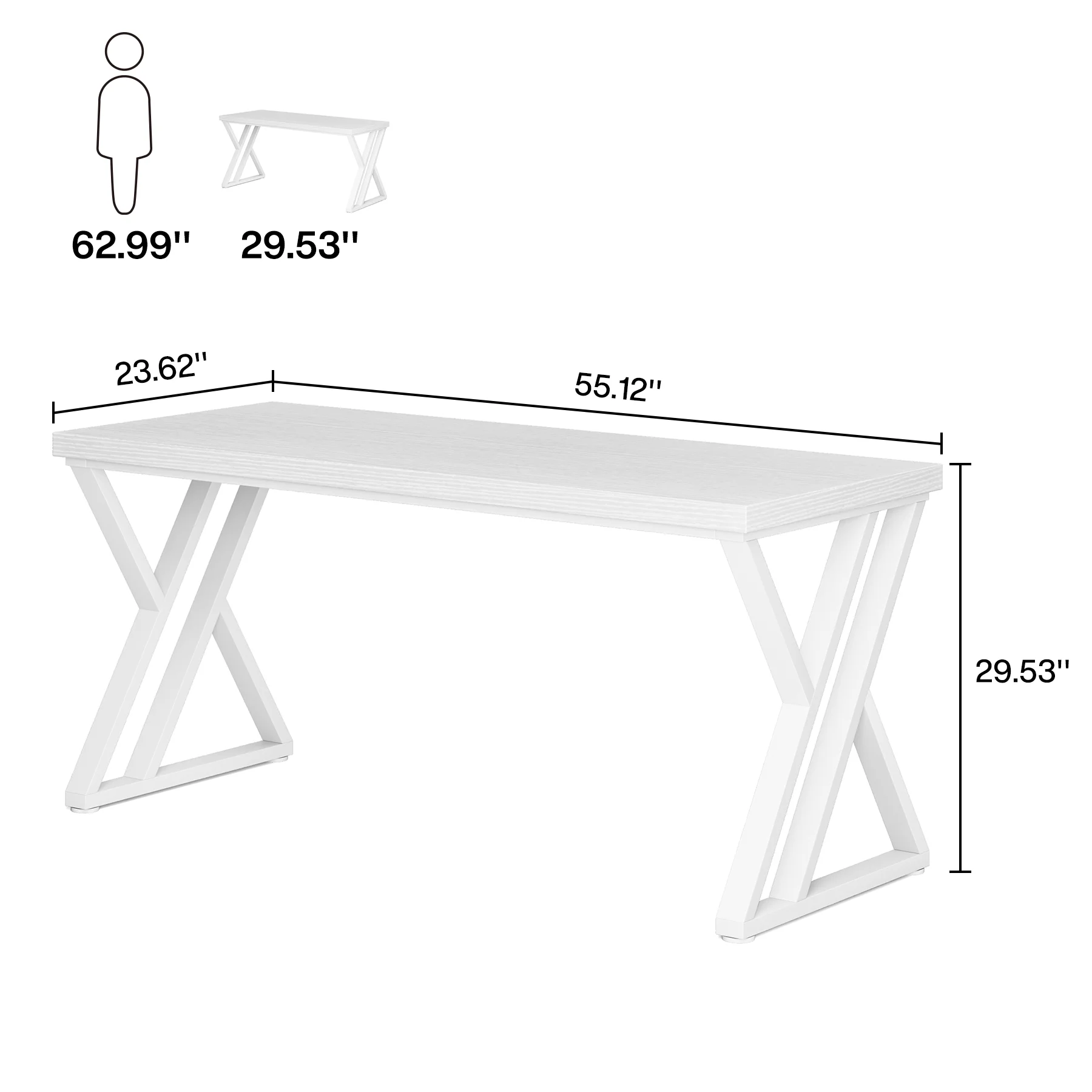 Heavy Duty Study Desk with Z-Shaped Metal Leg, Modern Simple Home Office Computer Desk, Rustic Brown