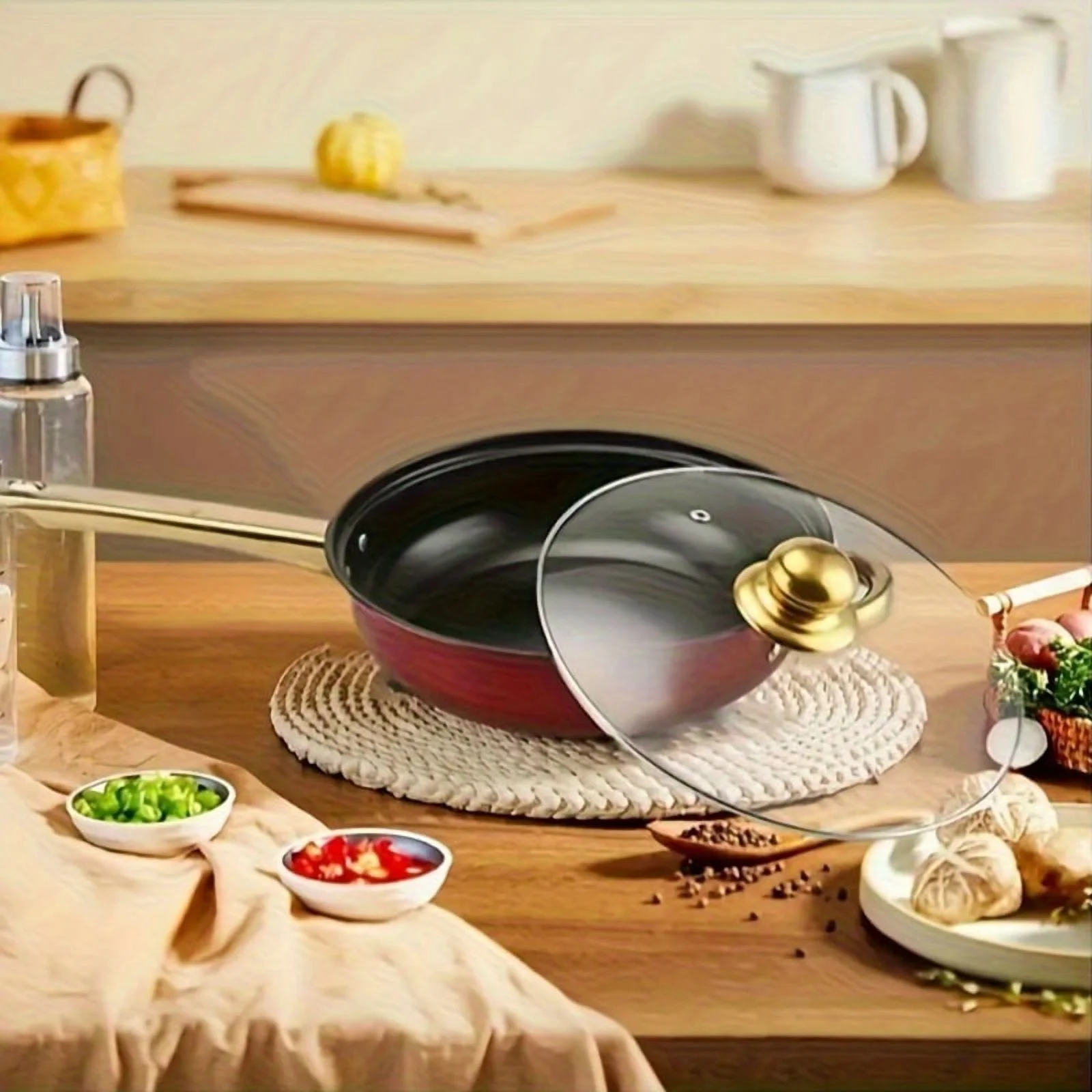 Red 18pcs Stainless Steel Cookware Set, Non-stick Cookware Set, Heat-resistant, Frying Pan, Saucepan, Stew Pot, Multifunctional, Stylish, Durable, Suitable For All Stoves