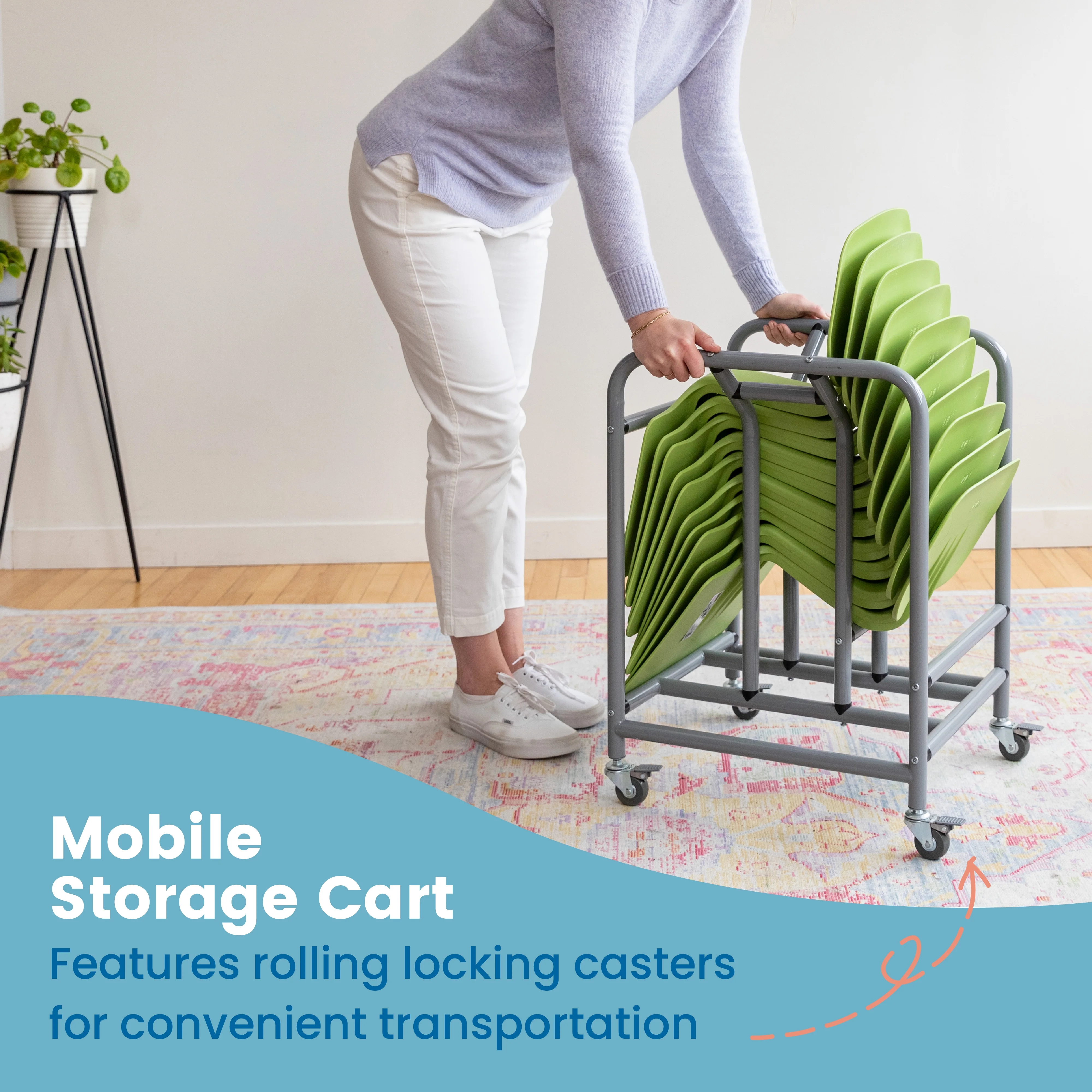 ECR4Kids The Surf Portable Lap Desk with Mobile Storage Cart, Blue, 10-Pack