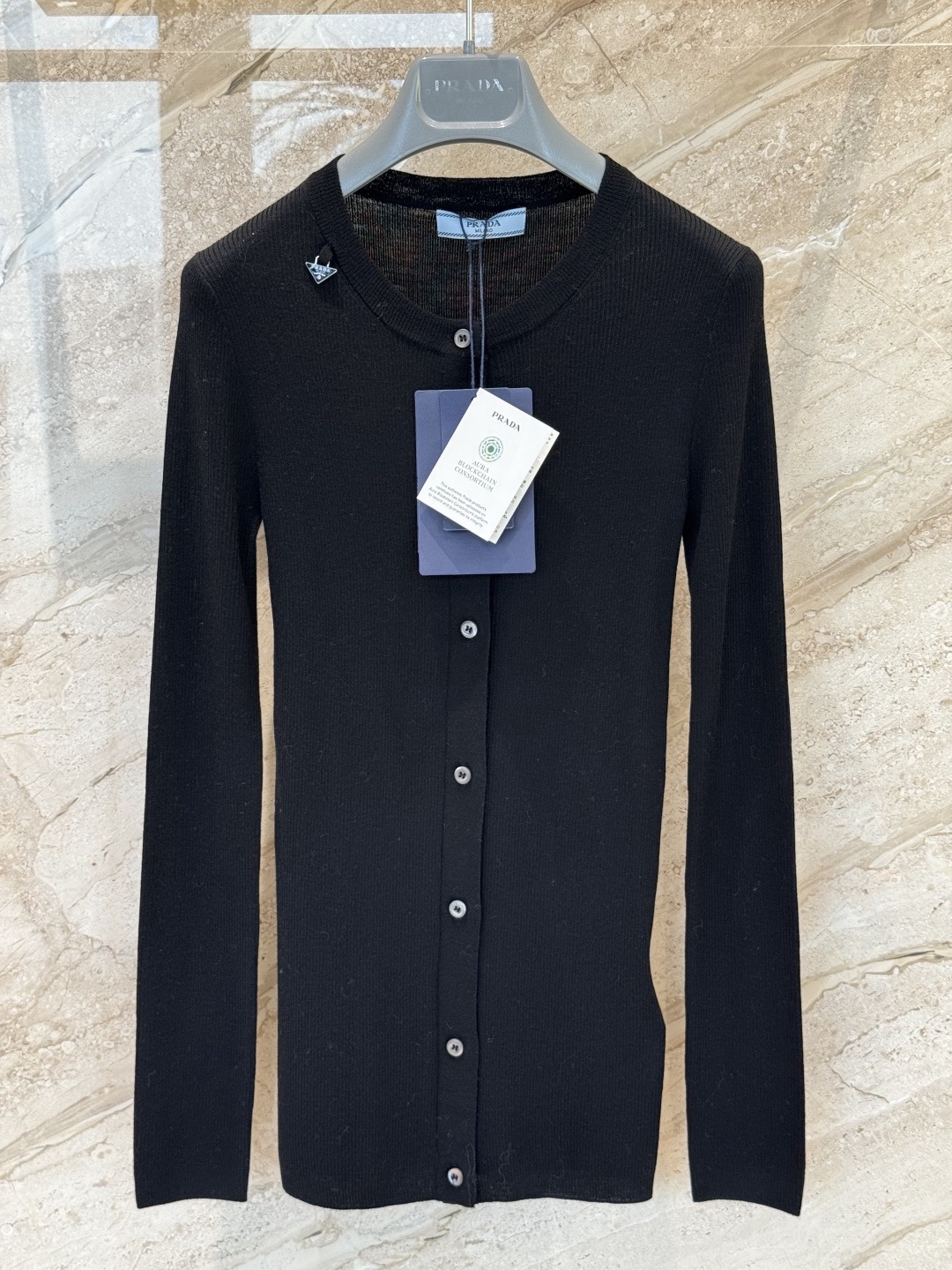 Black wool knit cardigan