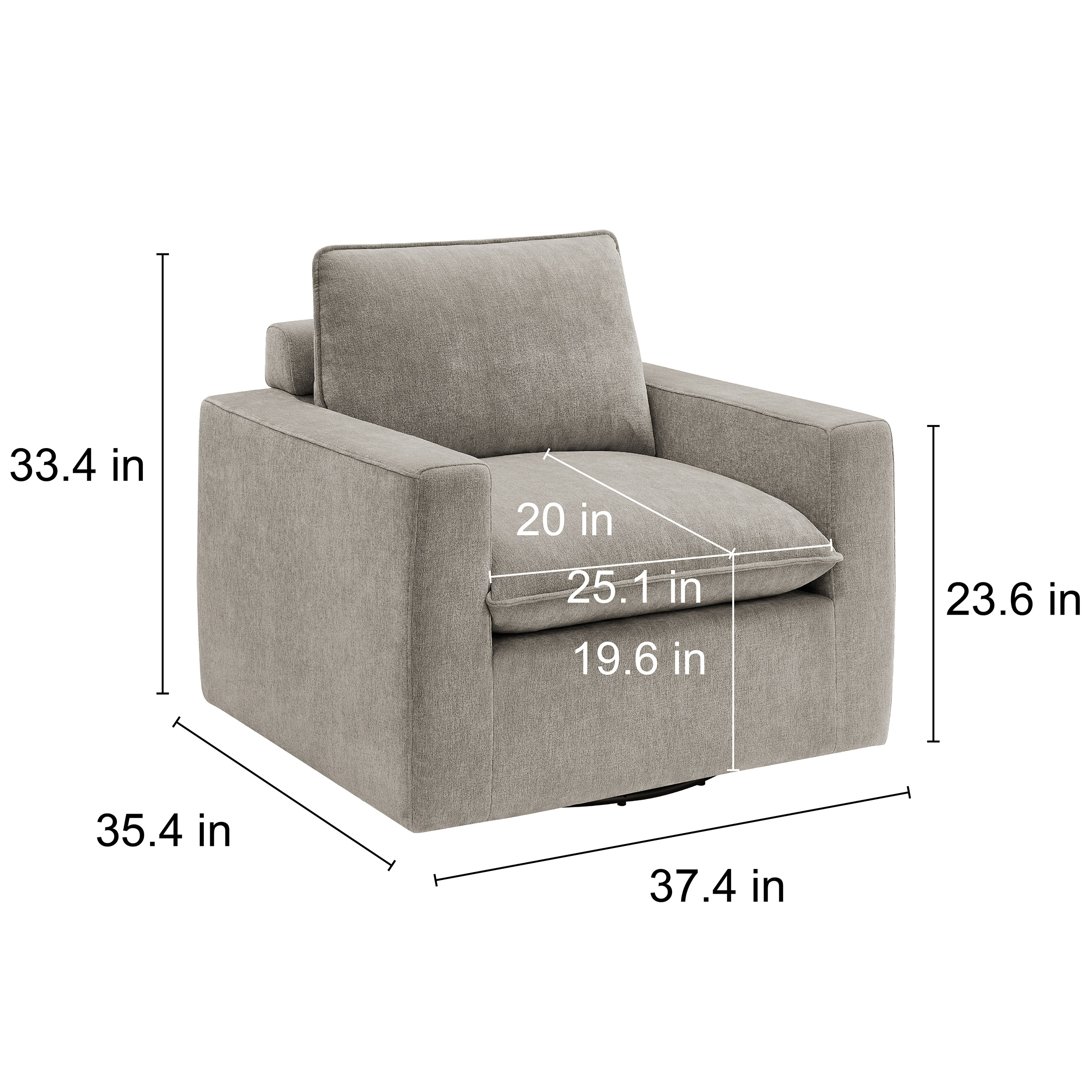 Sereen Fabric Swivel Accent Chair, Taupe