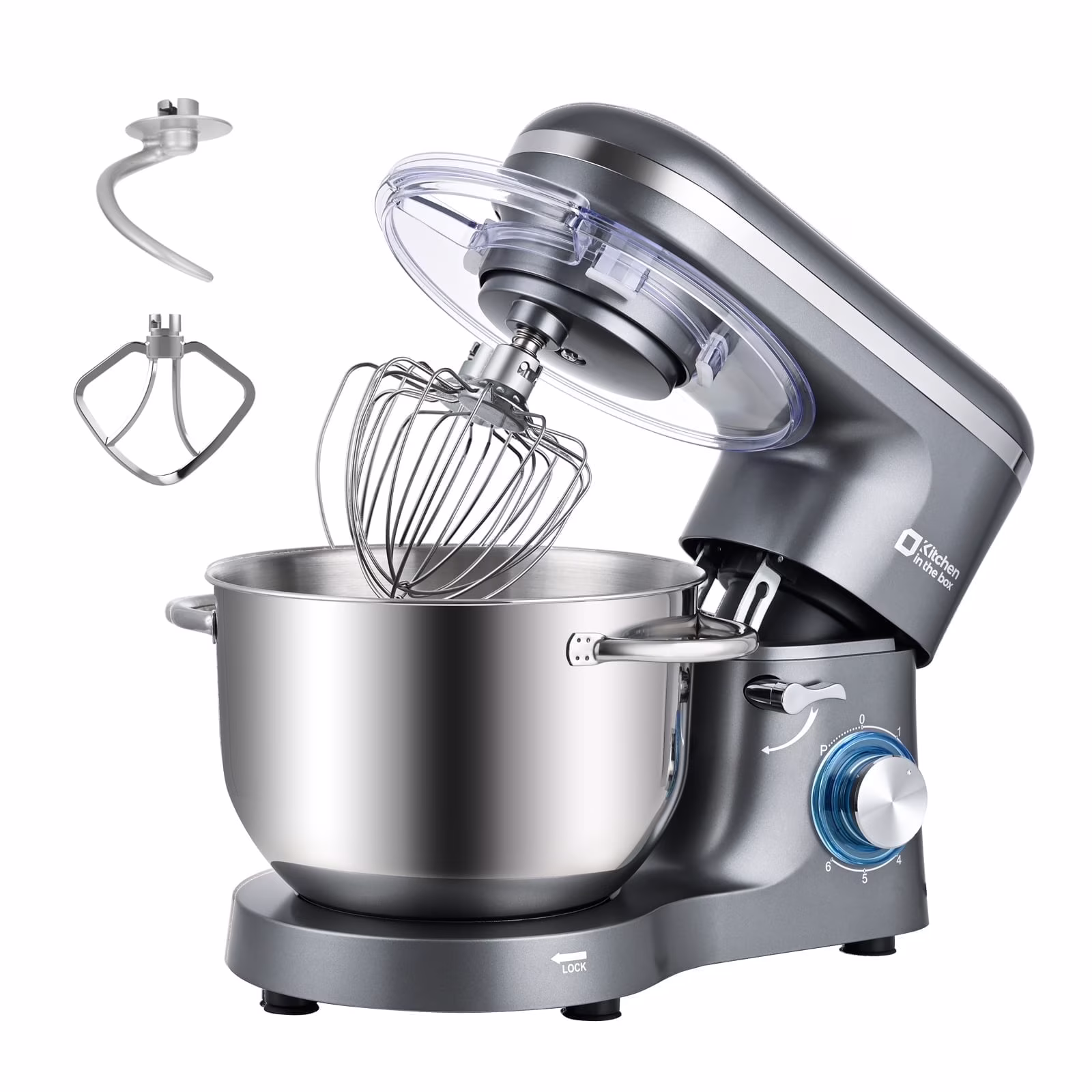 Kitchen in the box Tilt-Head Stand Mixer, Electric Kitchen Mixer with 6.5QT Stainless Steel Bowl, 660W Food Mixer with 6-Speed, Black