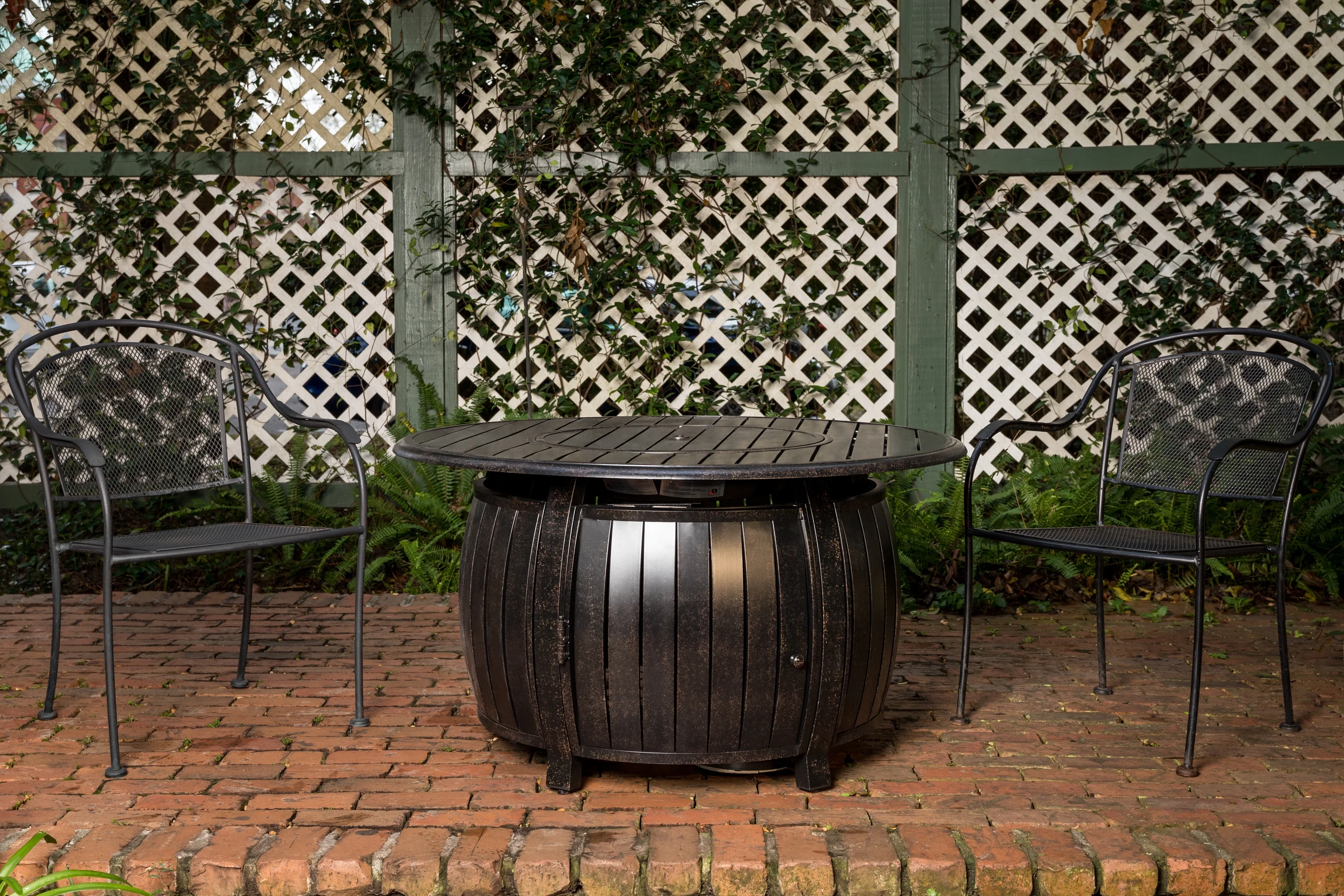 Fire Sense Copper Aluminum Gas Fire Pit Table Multi-Functional with Fire Bowl Lid, Bronze Finish-44