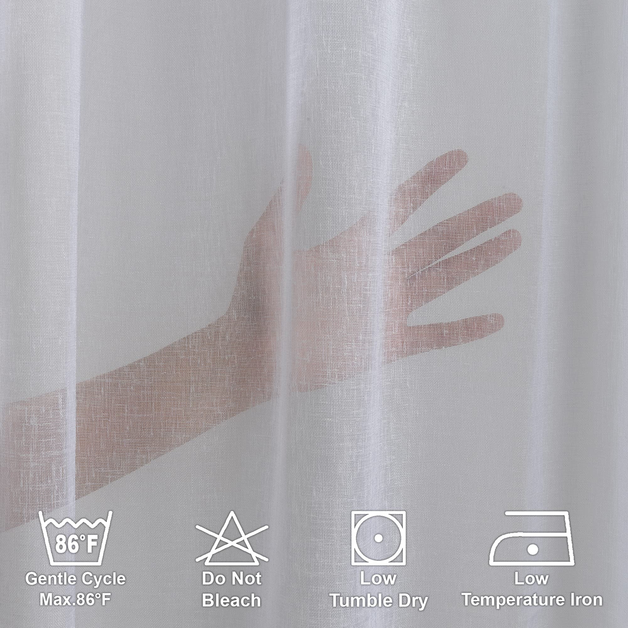 3S Brother's White Linen Look Extra Long Set of 2 Panels Sheer Curtains Rod Pocket & Back Tab Home Décor Window Custom Made Drapes 10-30 Ft. Long -Made in Turkey Each Panel (52