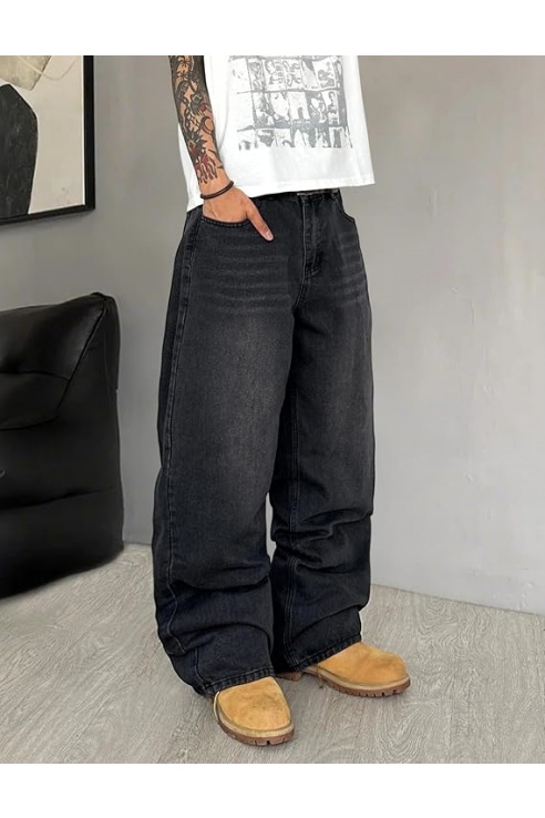 Mens Wide Leg Jeans Super Baggy Pants