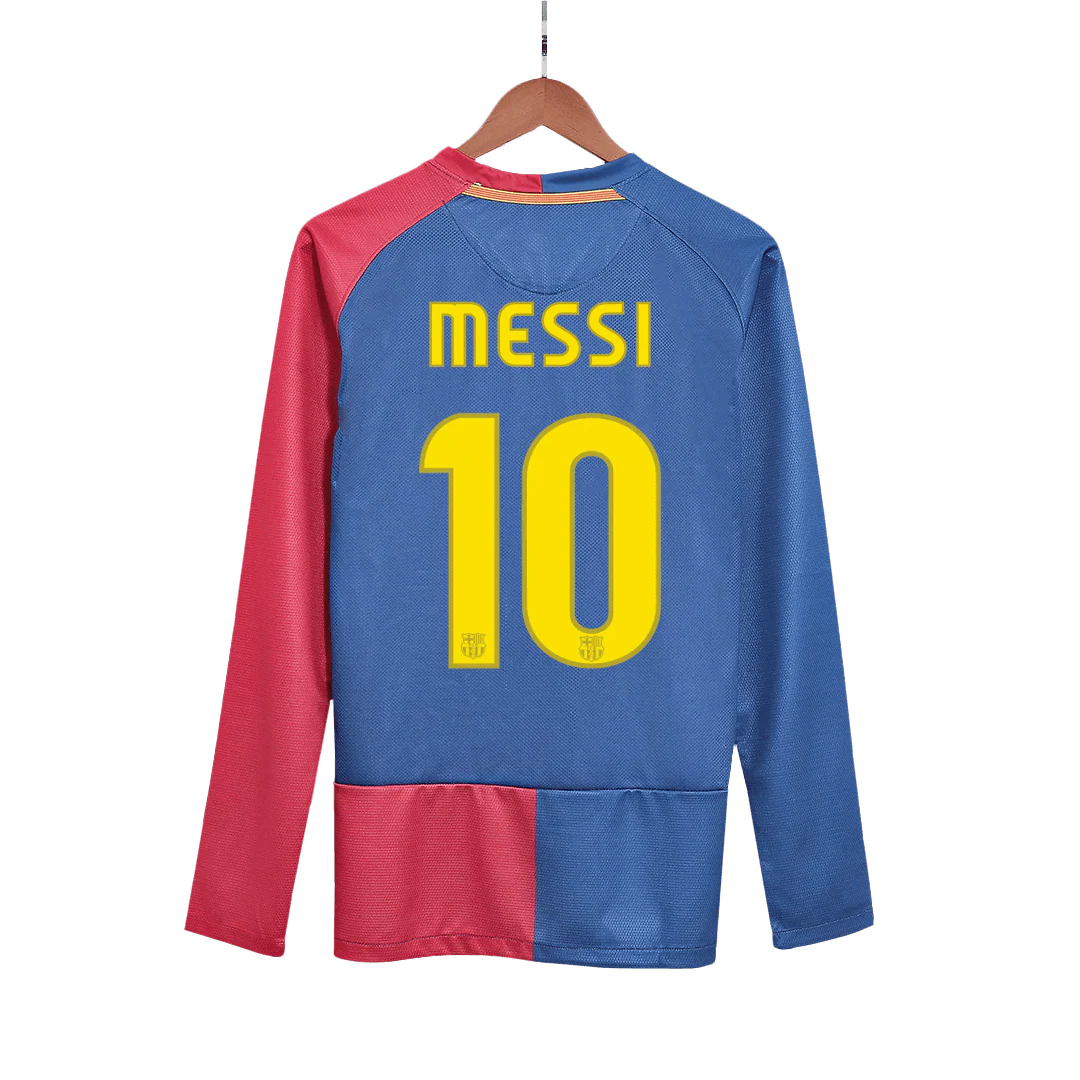 MESSI #10 Barcelona 2008/09 Home Long Sleeve Retro Soccer Jersey - UCL Final