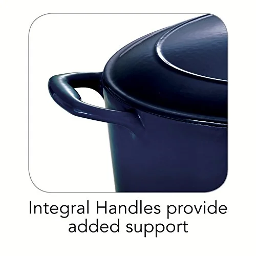 Tramontina Bestow 7-Quart Enameled Cast Iron Oval Dutch Oven with Lid, Gradated Cobalt, Oven-Safe