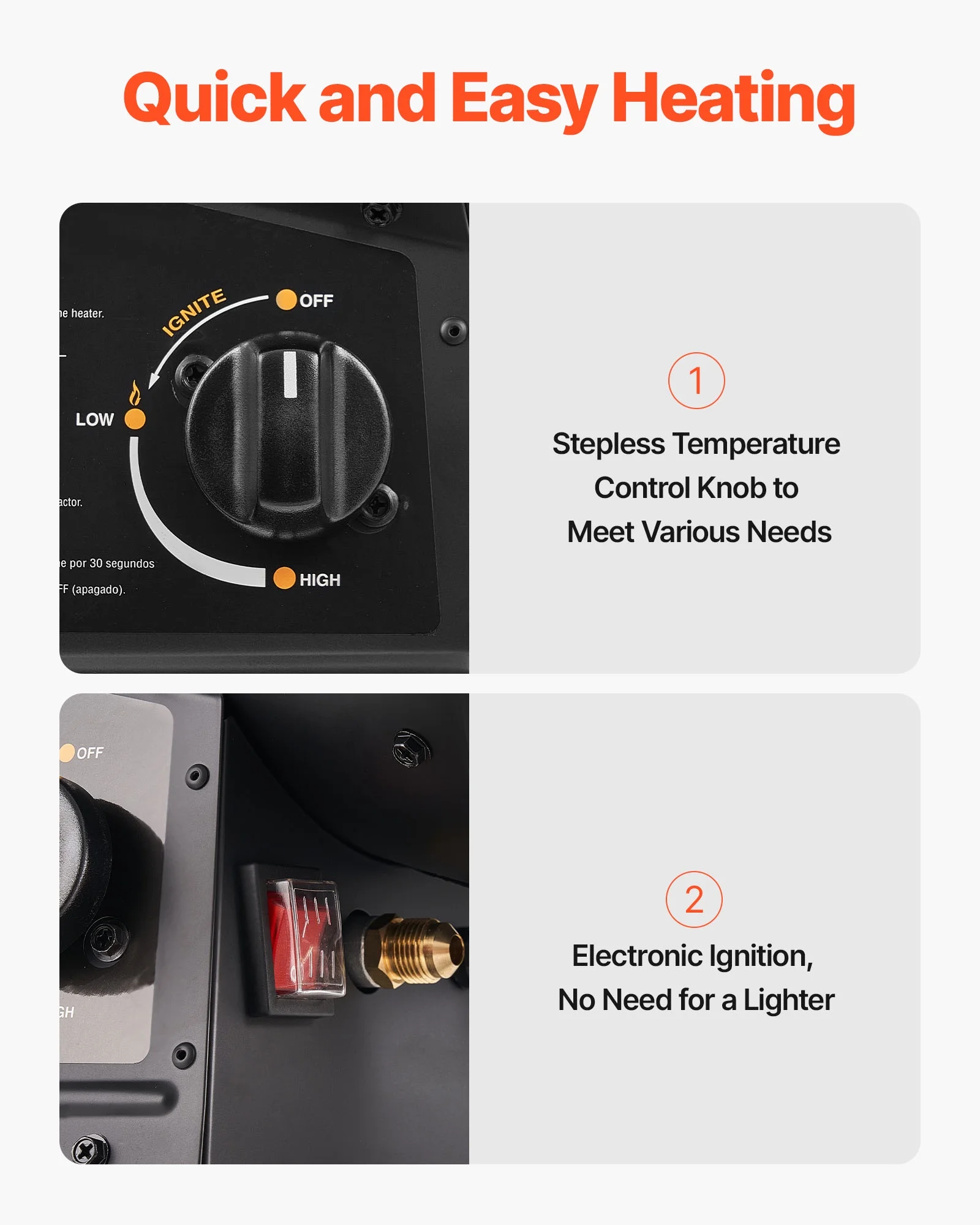 VEVOR Propane Heater, 125000BTU Forced Air Propane Heater with Stepless Temp Settings & security Protection, Portable Garage/Shop Barrel Heater for Garages, Job Sites,Indoor/Outdoor