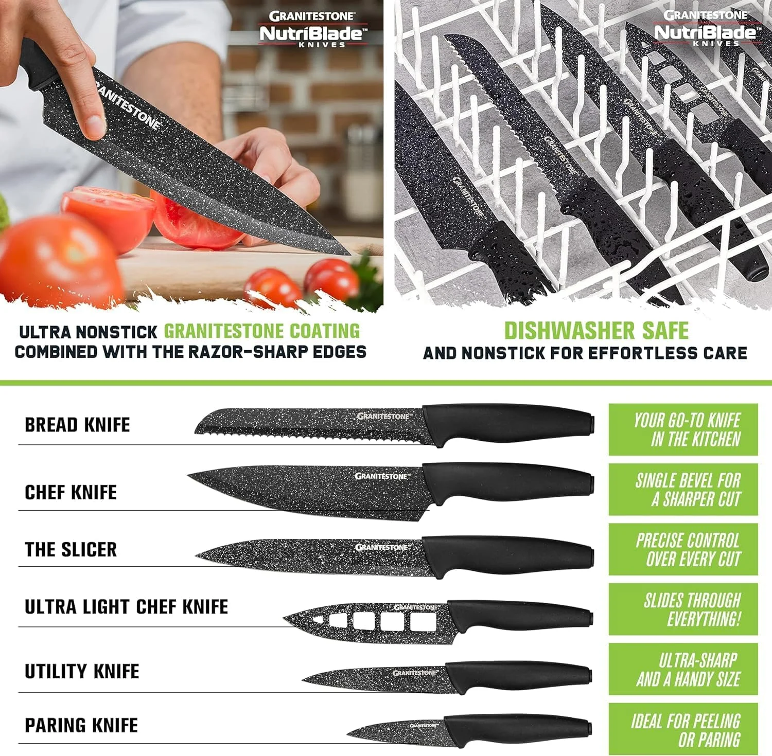 Granitestone Armor Max 20 Pc Hard Anodized Pots and Pans Set Non Stick, Induction Cookware Sets, Anodized Cookware Sets, Nonstick Cookware Set with Knife Set and Deep Fryer, Oven & Dishwasher Safe