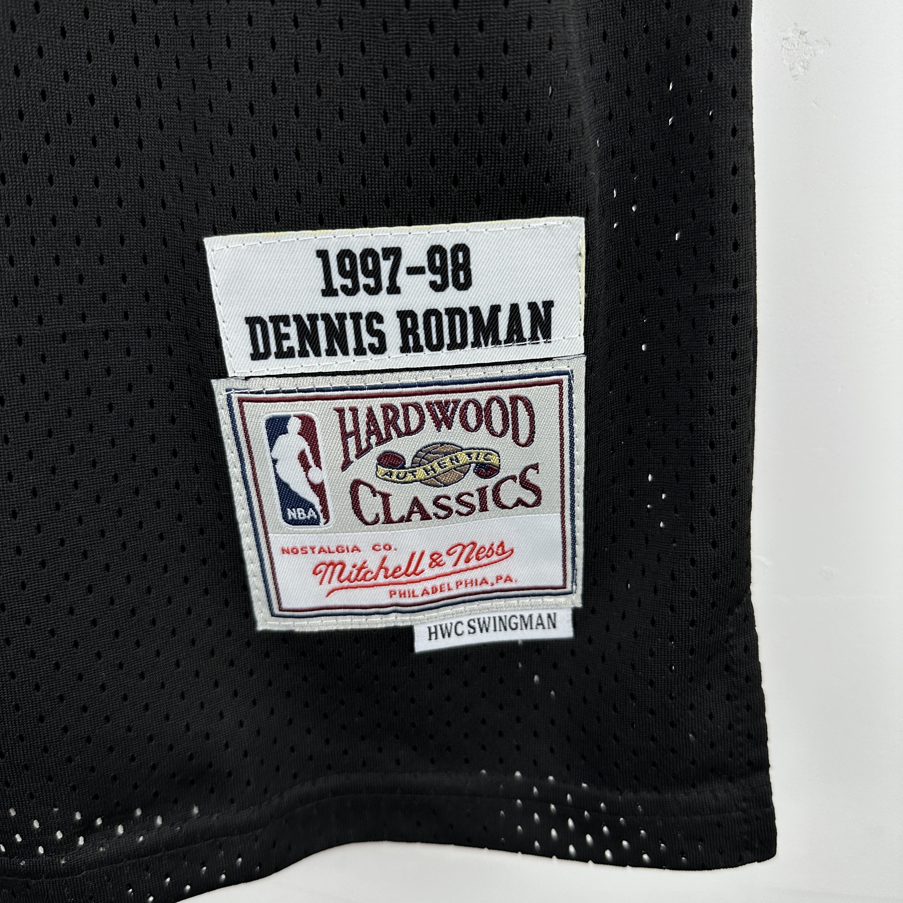 Embroidered MN retro jersey, Bulls 97/98 season, black, No. 91, Rodman