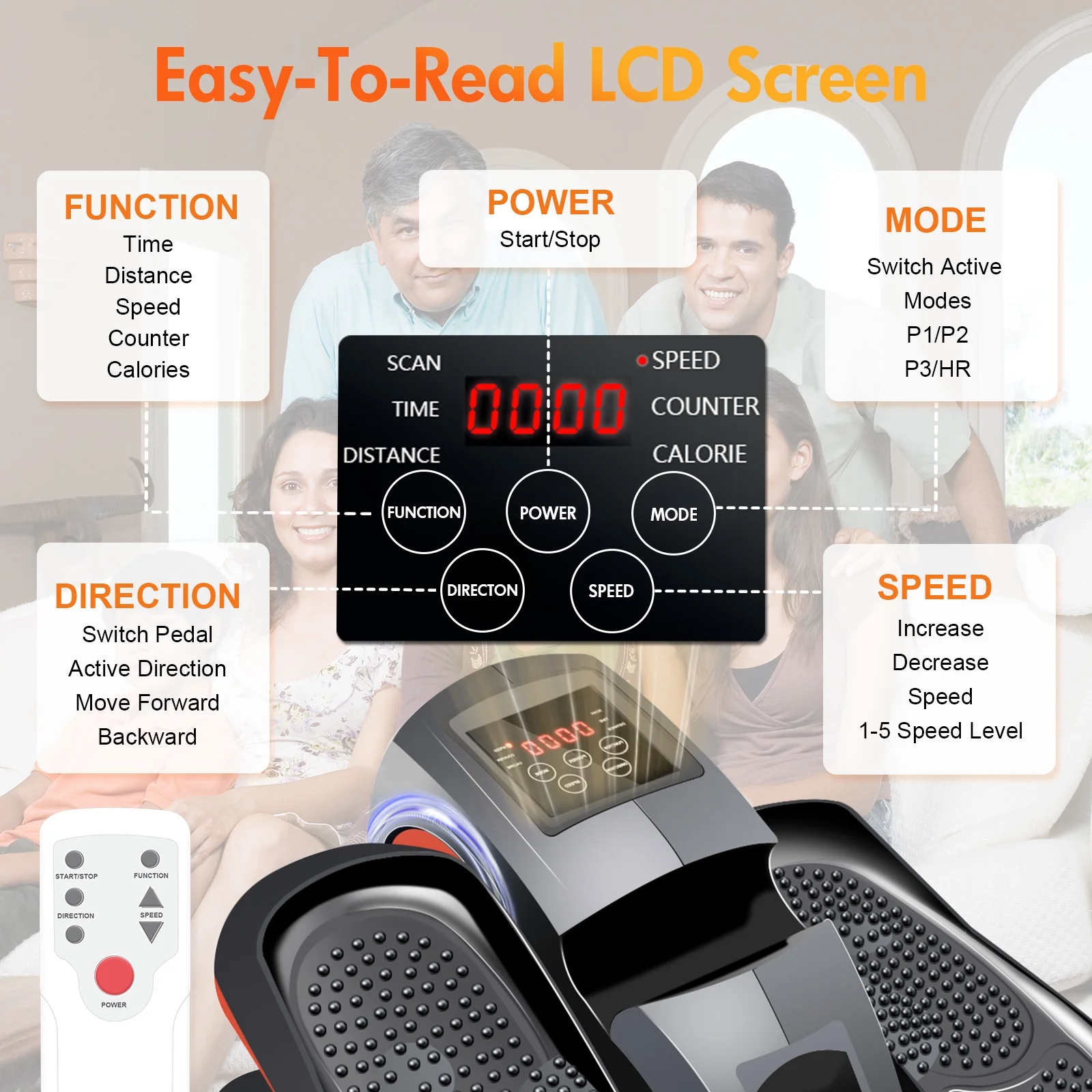 Baokaler Under Desk Elliptical Exercise Machine, Electric Elipsefit Leg Exerciser while Sitting for Seniors,12 Adjustable Speeds with Remote Control