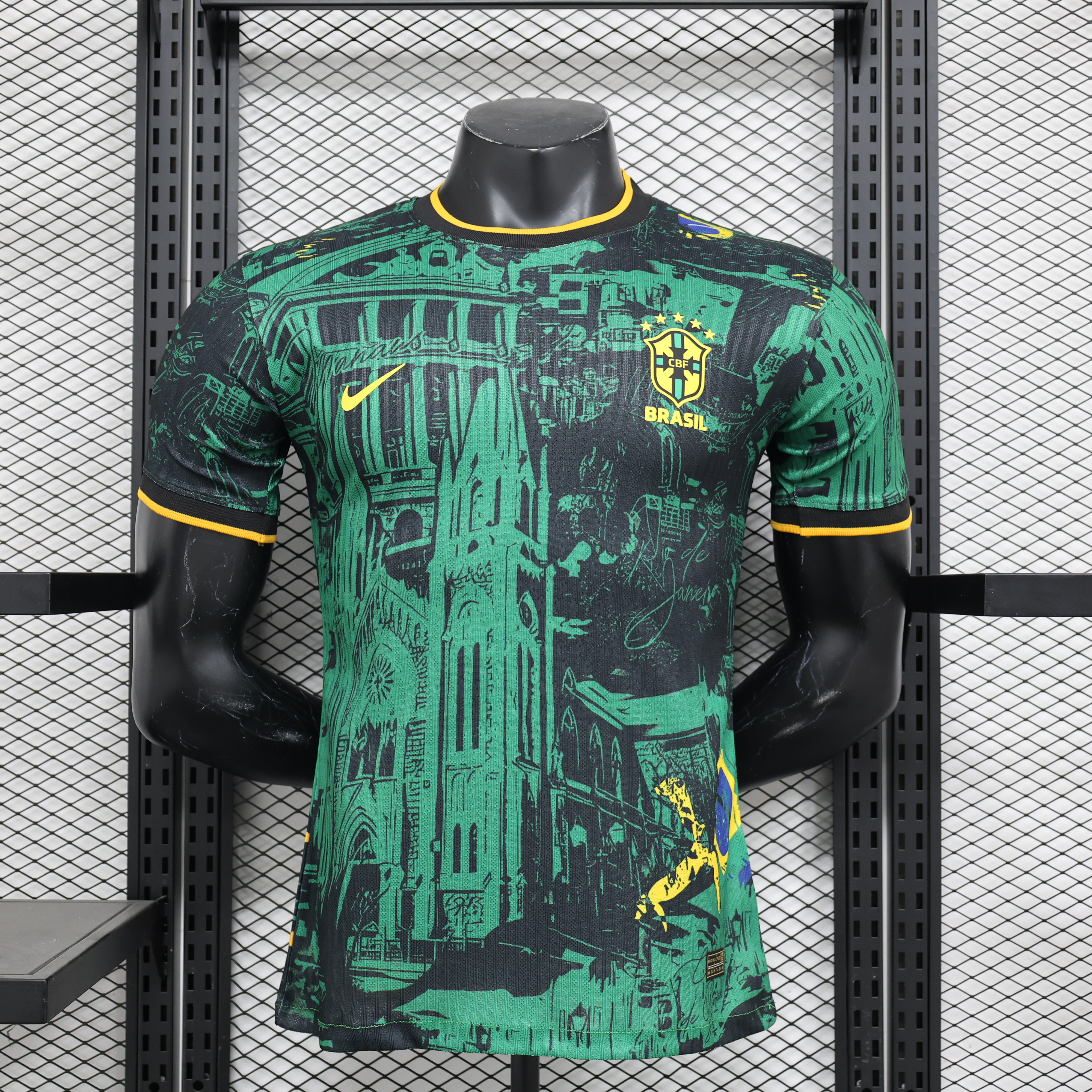 Brazil 2024 Black and Green Church Jersey - Player Version
