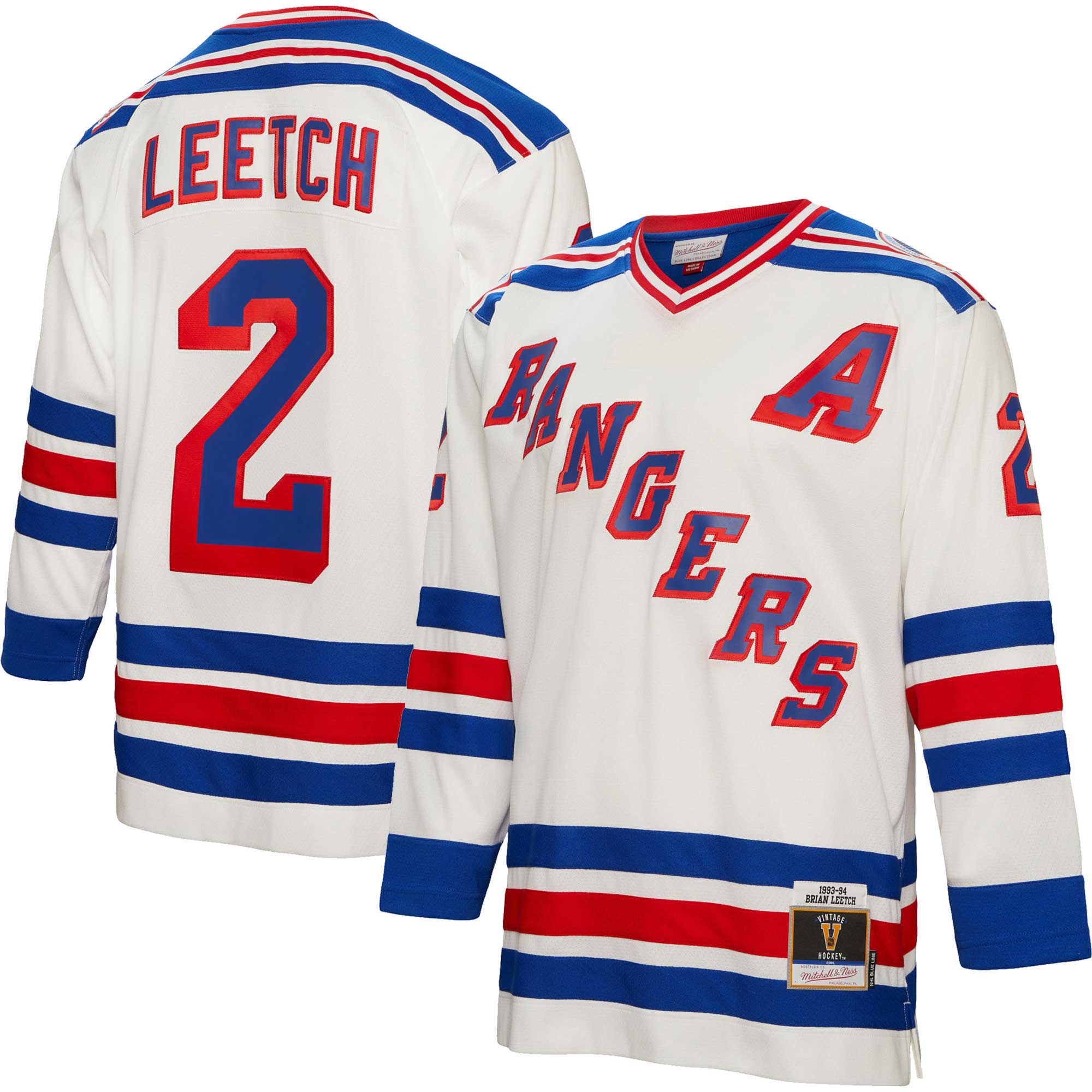 Brian Leetch New York Rangers Mitchell & Ness Alternate Captain Patch 1993/94 Blue Line   Jersey – White