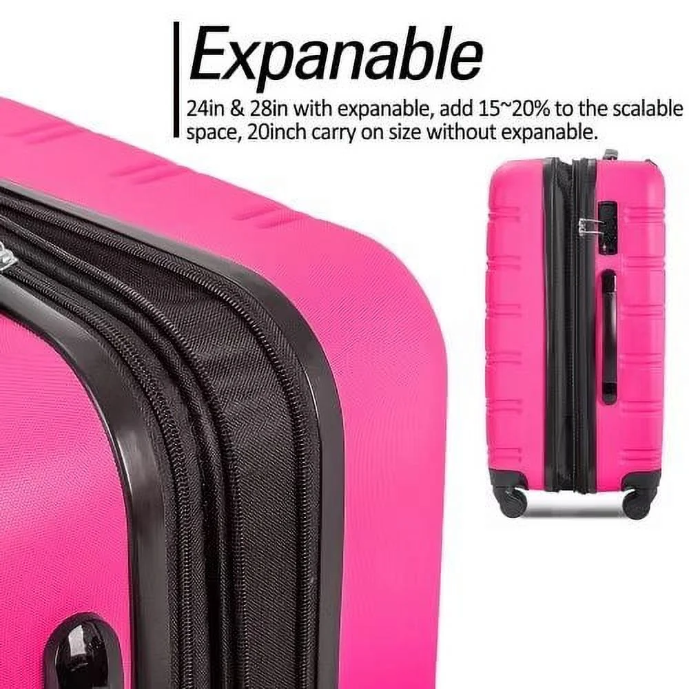 Expandable Suitcase Set of 3 with Double Spinner Wheels, Indestructible PP Material Hard Shell Luggage Sets TSA Lock, Carry on Expandable, Lightweight,20