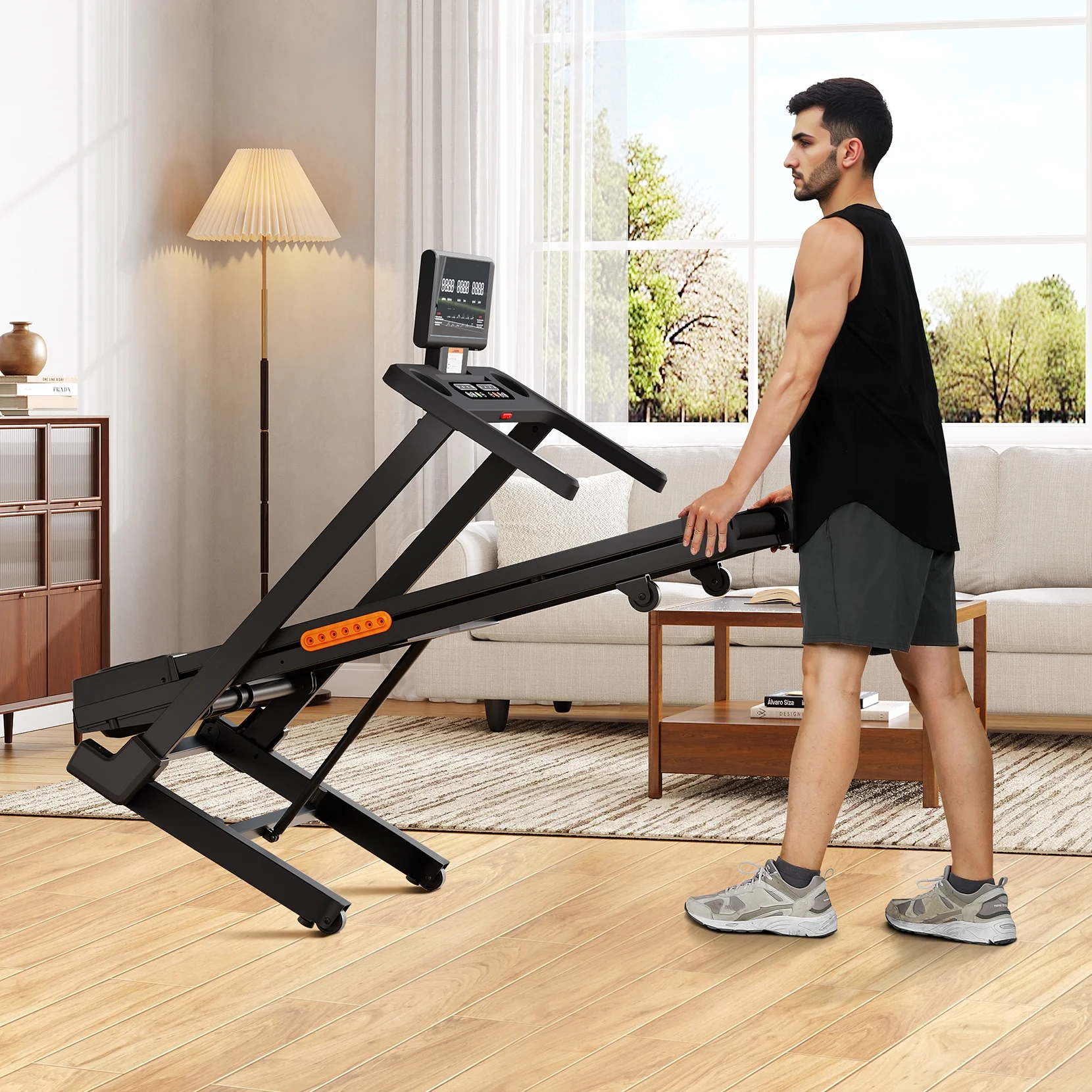 Foldable Treadmill, Dprodo 2-in-1 Walking Pad 3.0HP Under Desk Treadmill, Widened 18.1 inche Running Belt,Speeds 0.5-8Mph Exercise Treadmill 350 lbs Capacity with App Connection, Remote