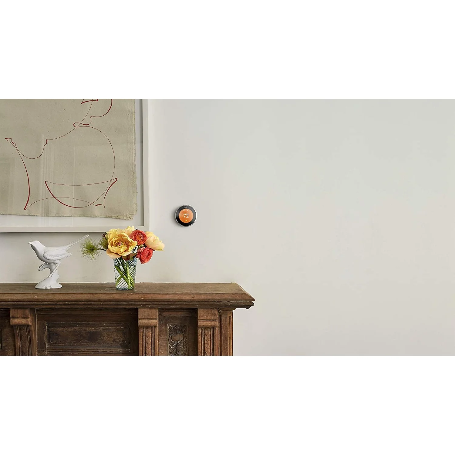 Google Nest Learning Smart Thermostat - 3rd Generation - Stainless Steel T3007ES Bundle with Deco Essentials Wall Mount Plate Cover + Screen Protector Kit for Google Nest Thermostat
