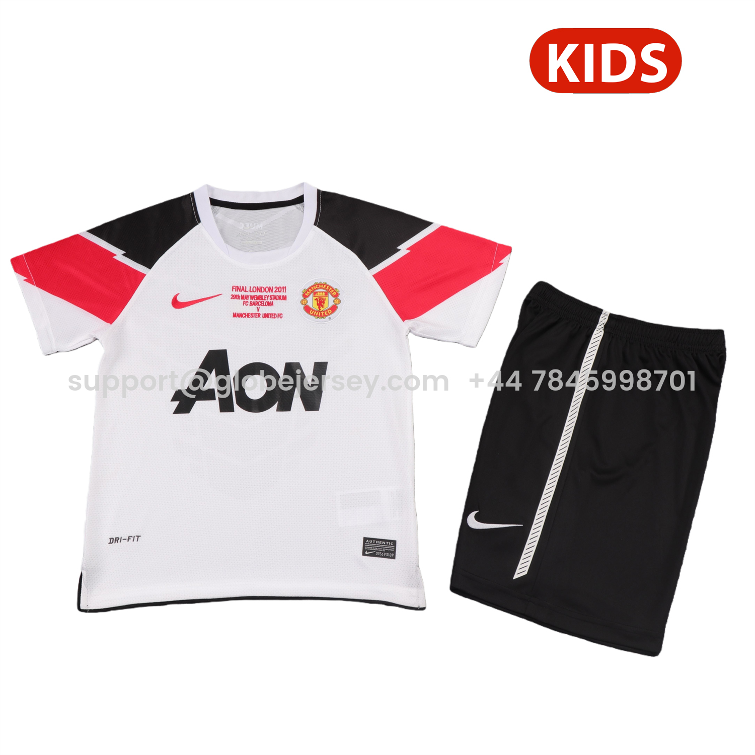 Retro Manchester United 2010-11 Away Kids Kit - Champions League Version