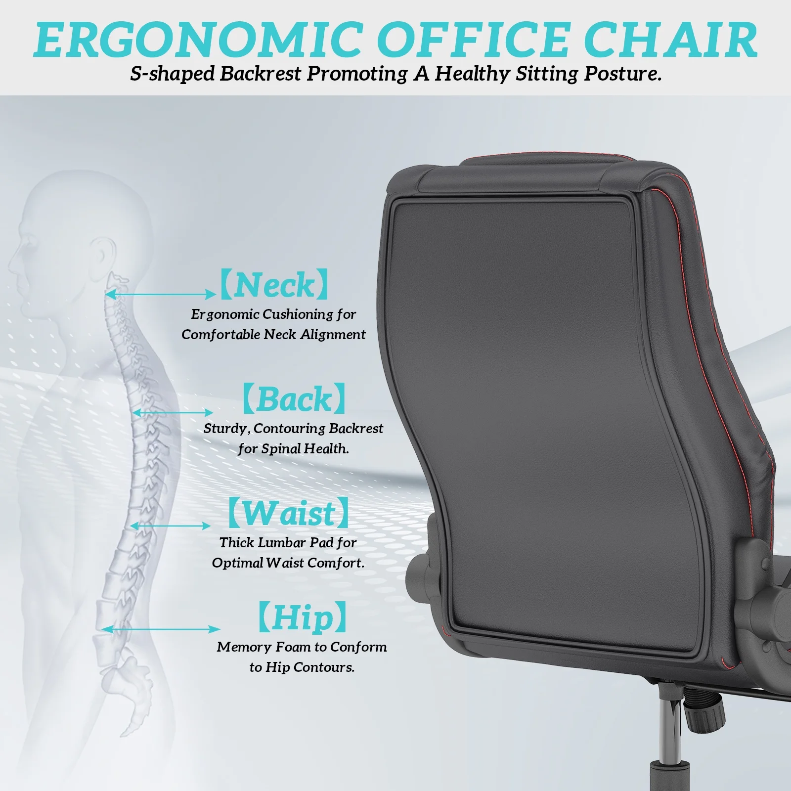 Solfway Big and Tall Office Chair 400LBS, High Back Black Leather Executive Office Chair, Computer Desk Chair with Adjustable Flip-up Arms, Wheels and Lumbar Support