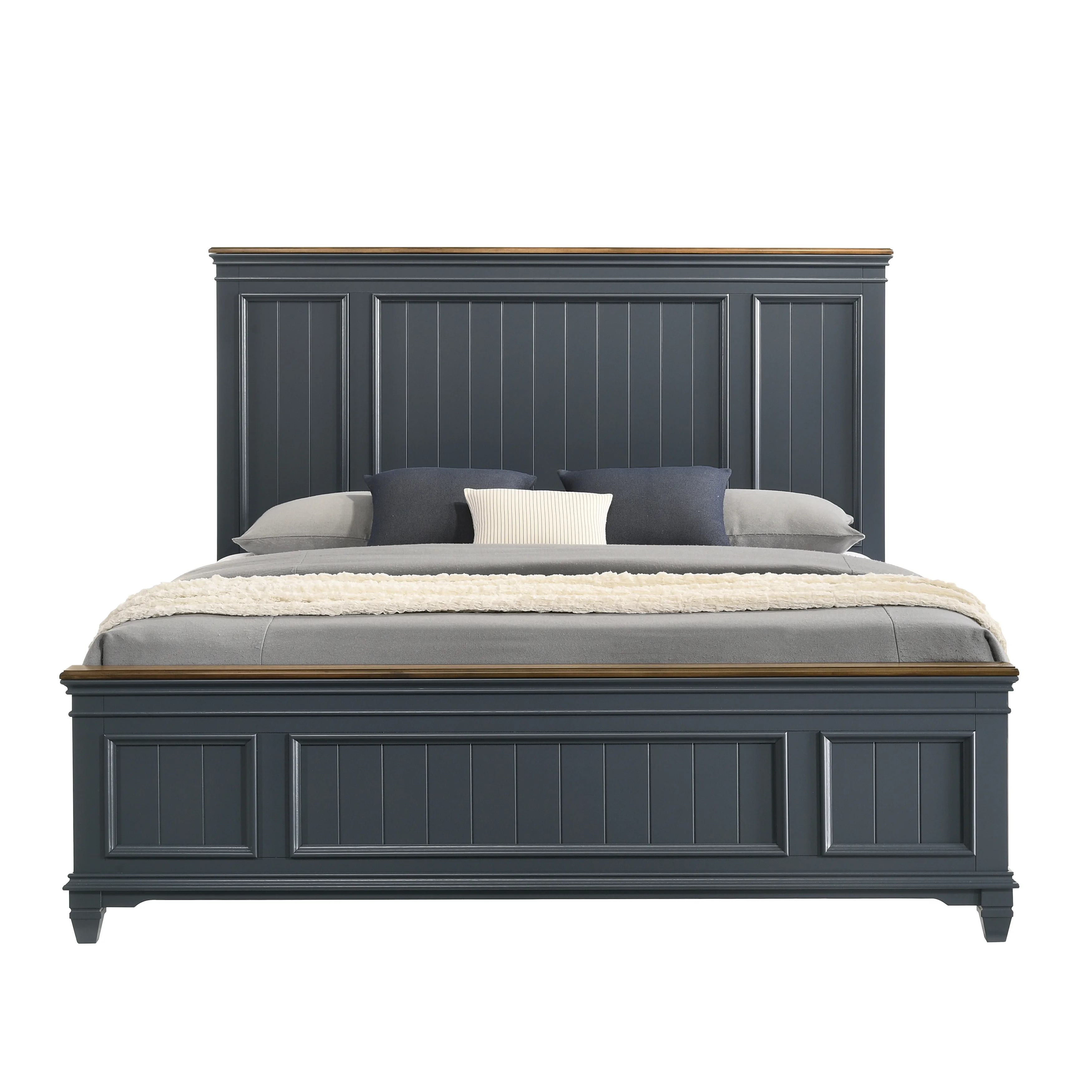 Roundhill Furniture Clelane Wood Bedroom Set Panel King Bed, Dresser, Mirror, and Nightstand