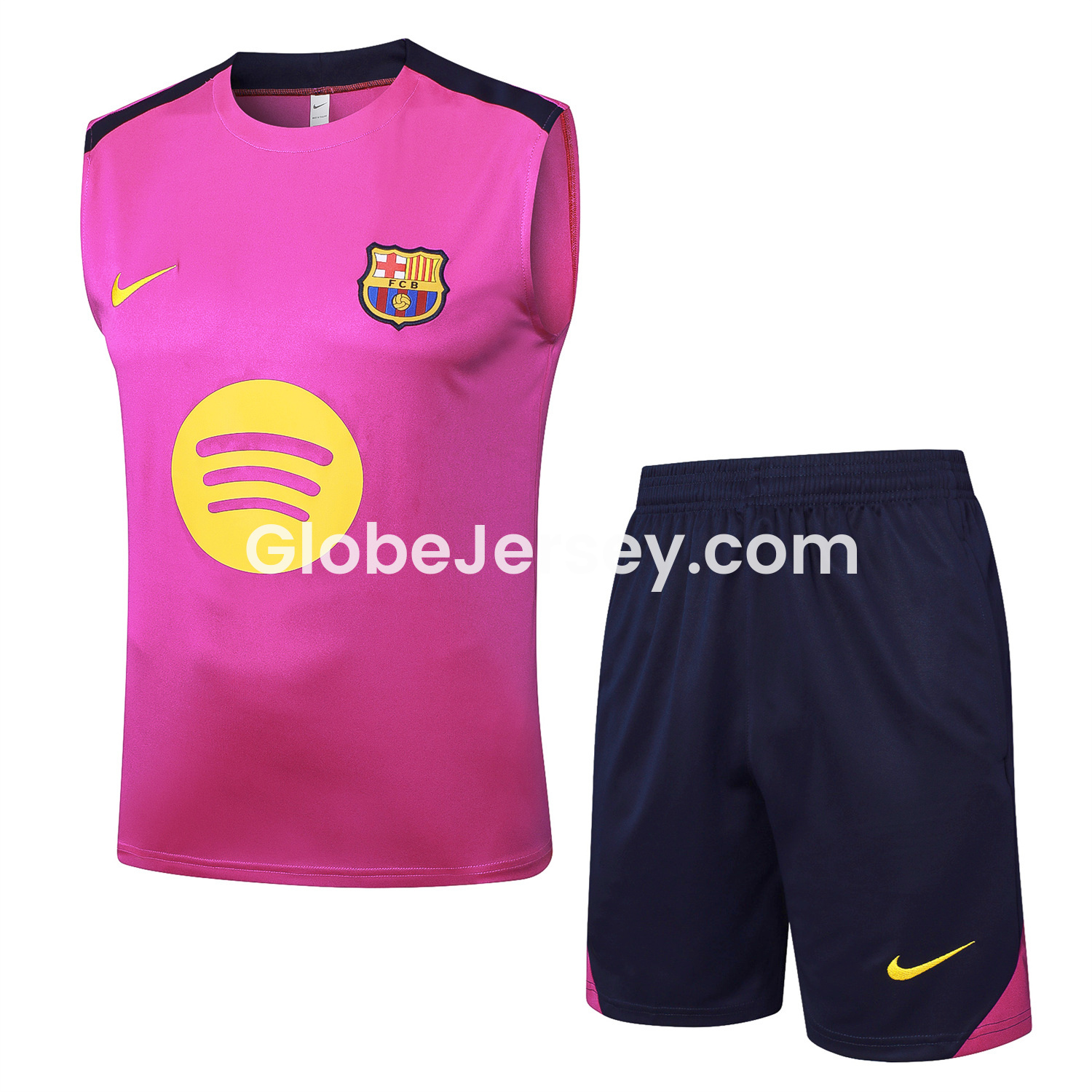 Barcelona 25-26 Vest Training Set - Purple Pink Vest and Black Shorts
