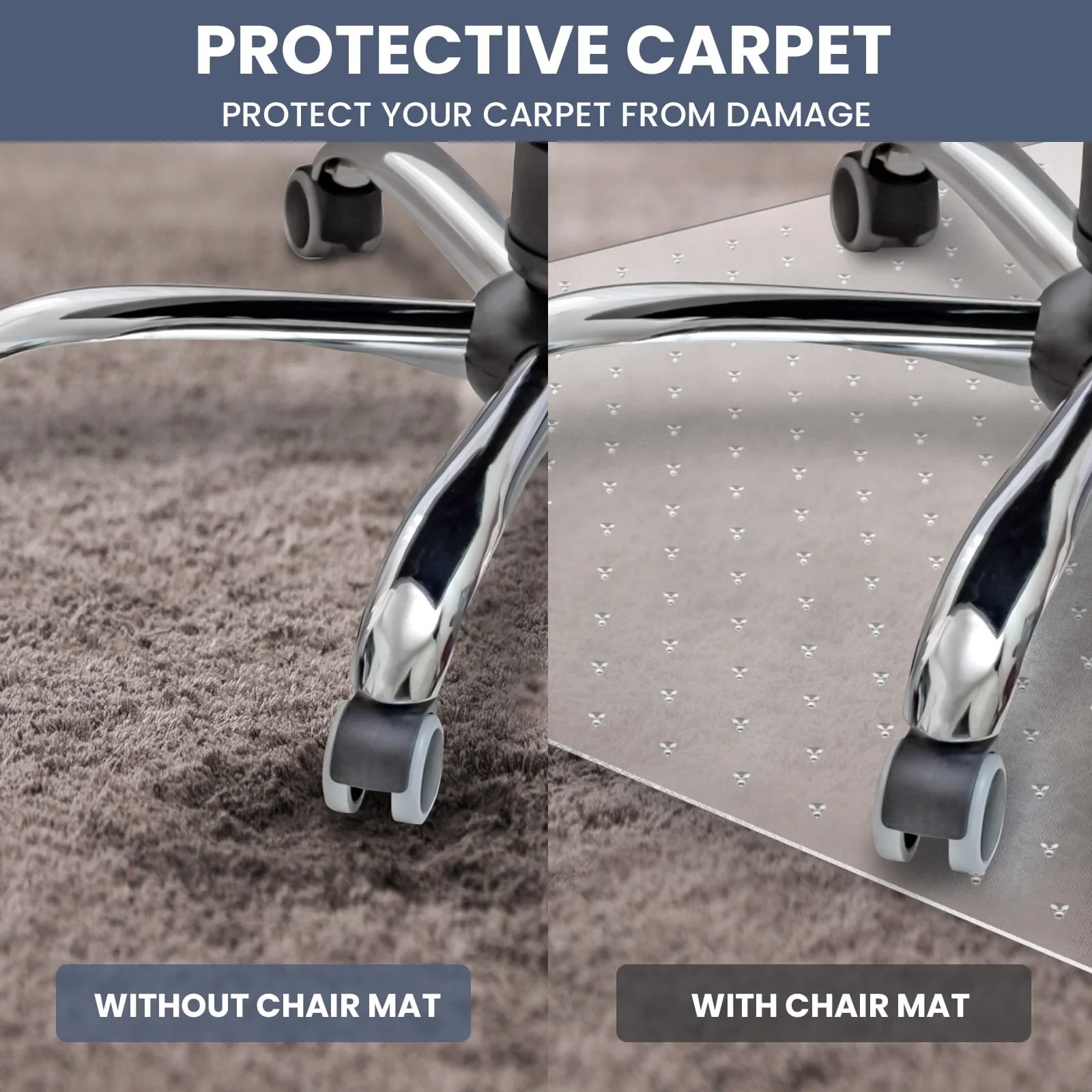 HOMWOO Office Chair Mat for Carpet Floor, Computer Desk Chair Mat for Low/Medium Pile Carpet, 36