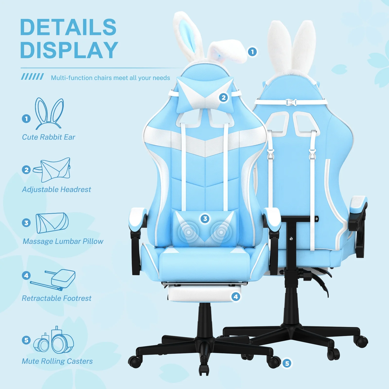 SOONTRANS Green Gaming Chair with Footrest, High Back Gamer Chair with Massage Lumbar Pillow, Gamer Computer Desk Chair (Green)