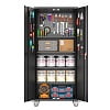 Aobabo Metal Storage Cabinet with Lock,Garage Storage Cabinet with Wheels,72In Steel Storage Cabinet for Garage Home Storage, Black Required-Assembly