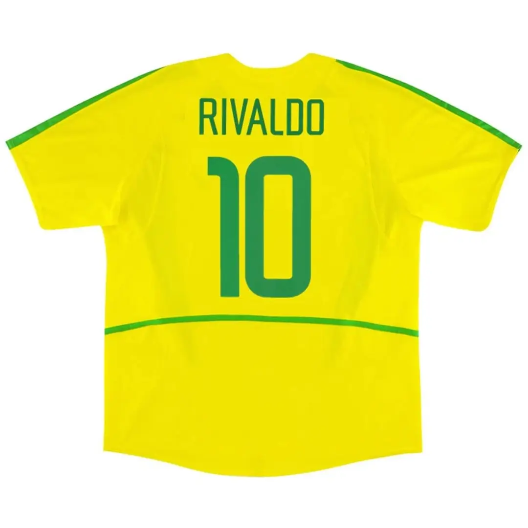 RIVALDO #10 Brazil 2002/03 Home Retro Soccer Jersey