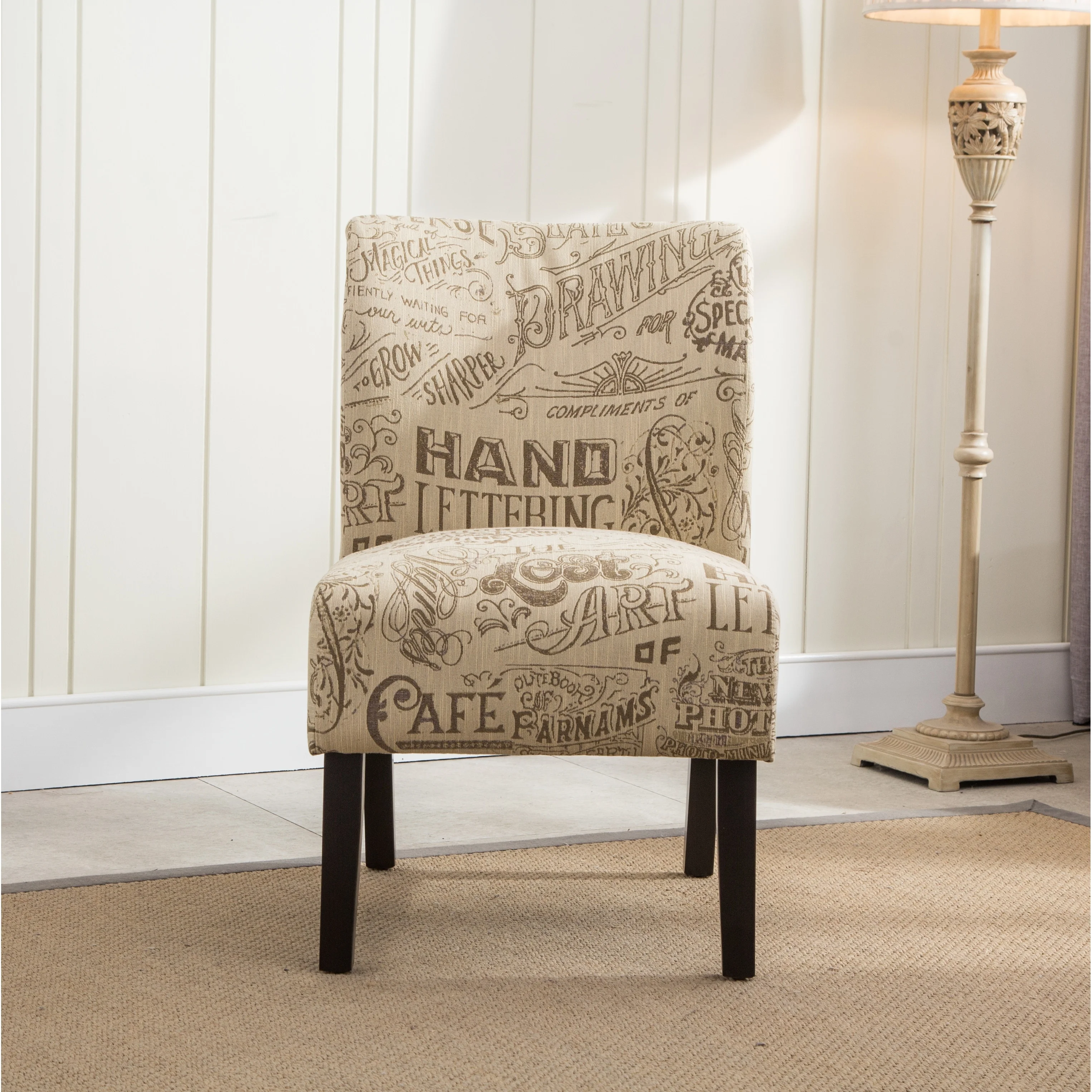 The Curated Nomad  Pavilion Upholstered Armless Accent Slipper Chair Natural Floral