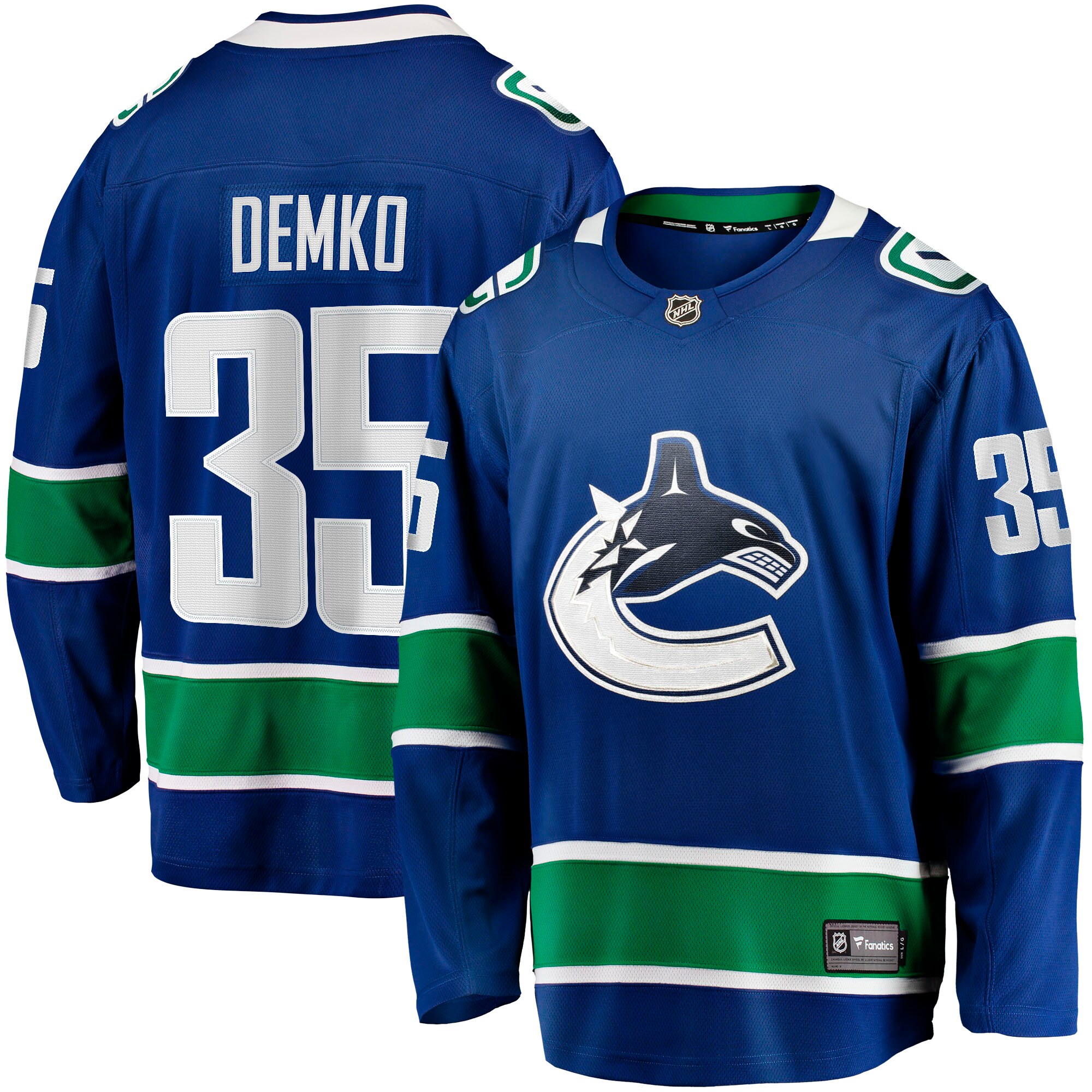 Thatcher Demko Vancouver Canucks Fanatics Home Breakaway Jersey – Blue