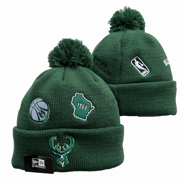 Milwaukee Bucks Cuffed Knit Hat with Pom