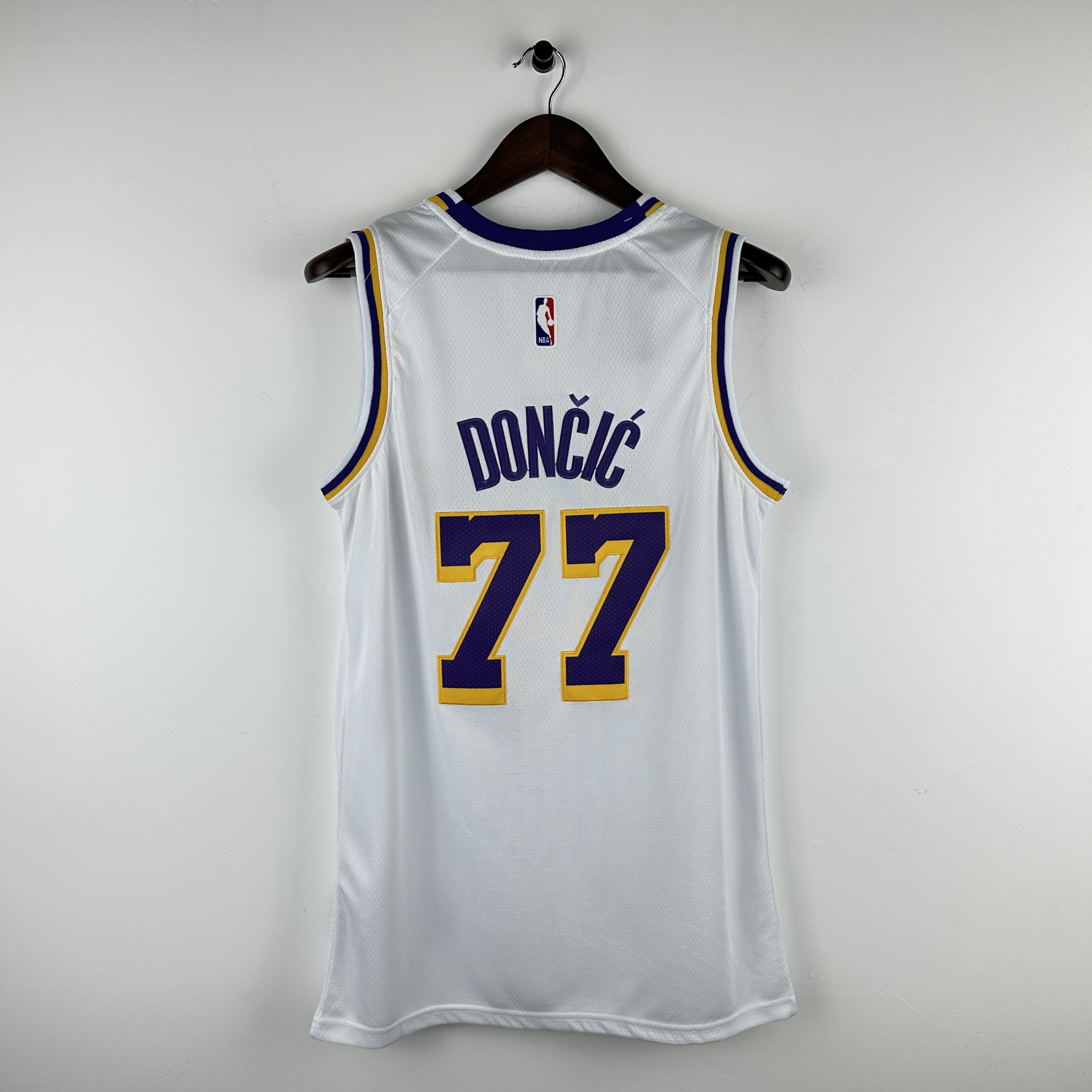 Embroidered Lakers Crew Neck White No. 77 Doncic