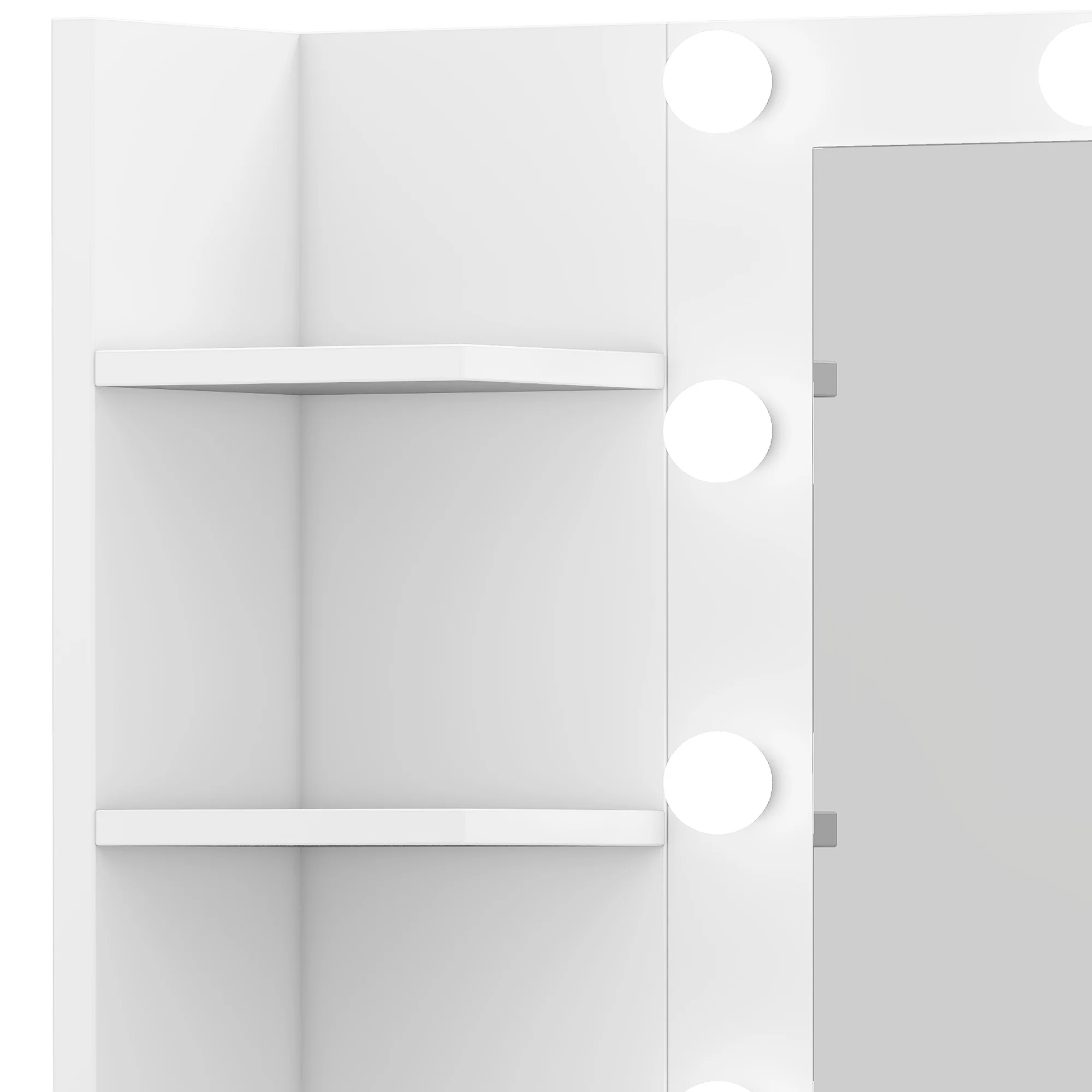 Uforic Makeup Vanity Desk with Mirror & Lights, Vanity Desk with 4 Drawers & Storage Shelves - White