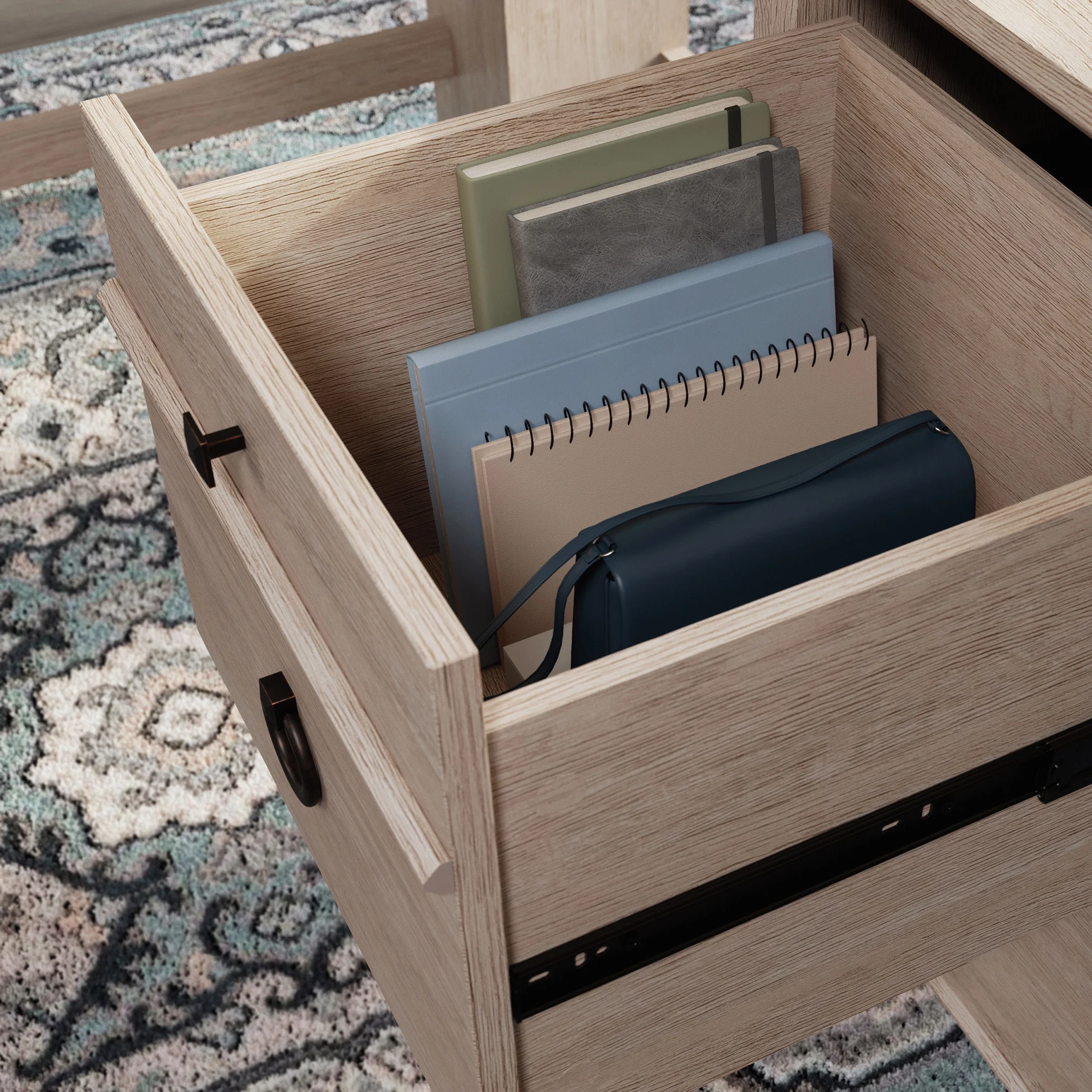 Sauder East Adara L-Shaped Computer Desk, Cascade Oak Finish