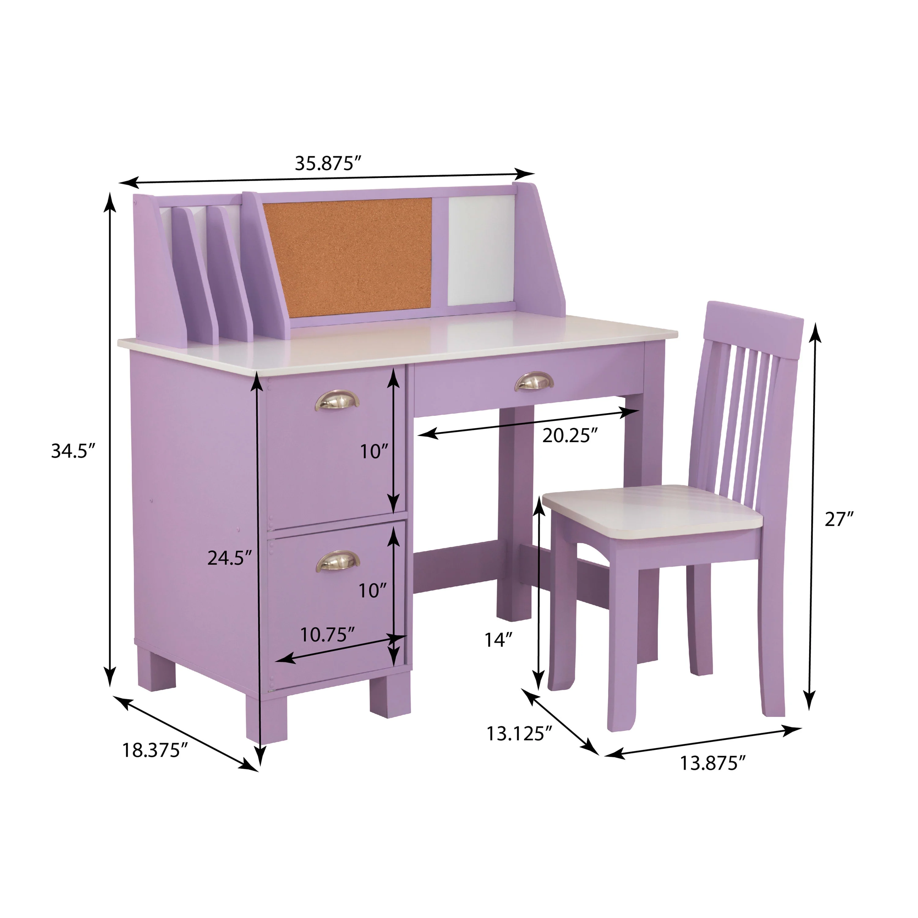 KidKraft Children's Wooden Study Desk with Chair, White, for Ages 5