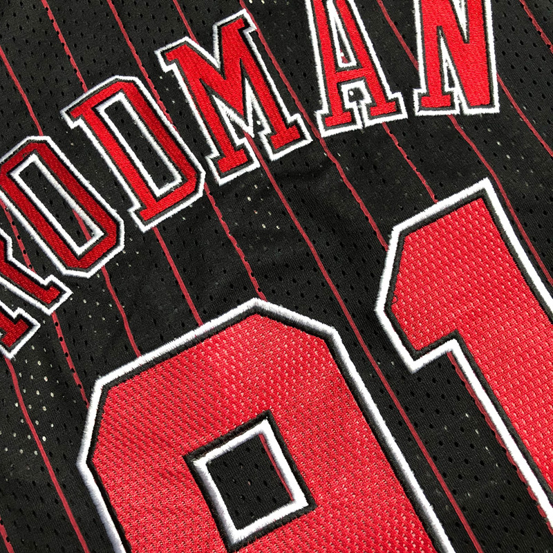 Bulls 91#AU dense embroidery 96-97 black and red stripes