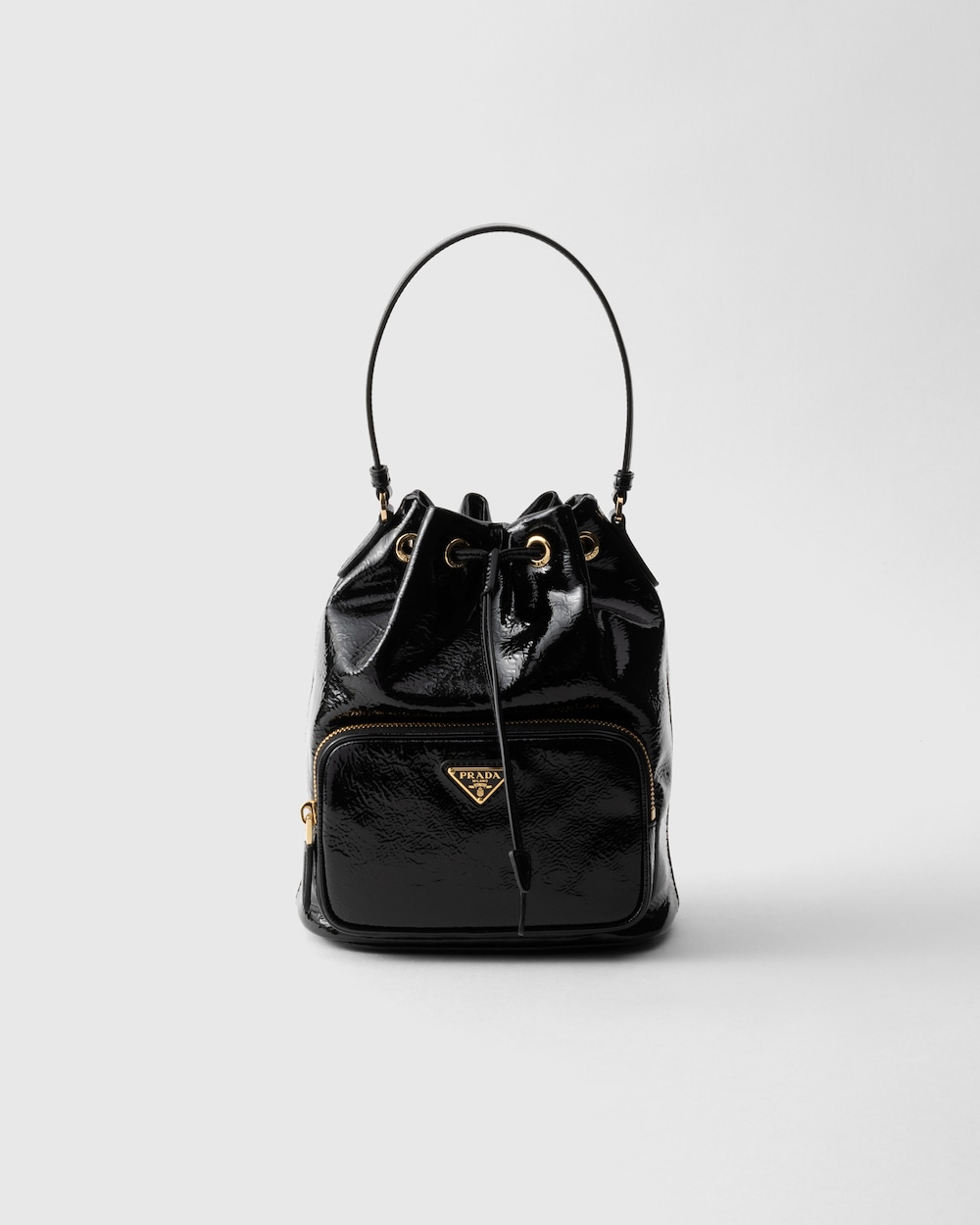 Duet Naplak Patent Leather Bucket Bag