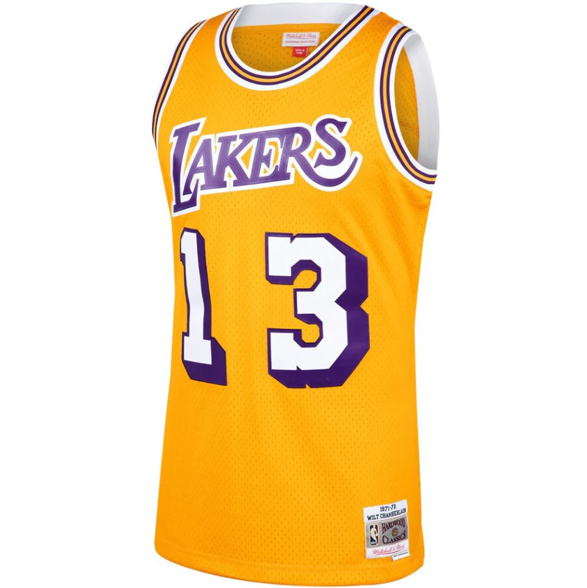 Mitchell & Ness Wilt Chamberlain Los Angeles Lakers Gold 1970-71 Hardwood Classics Swingman Jersey