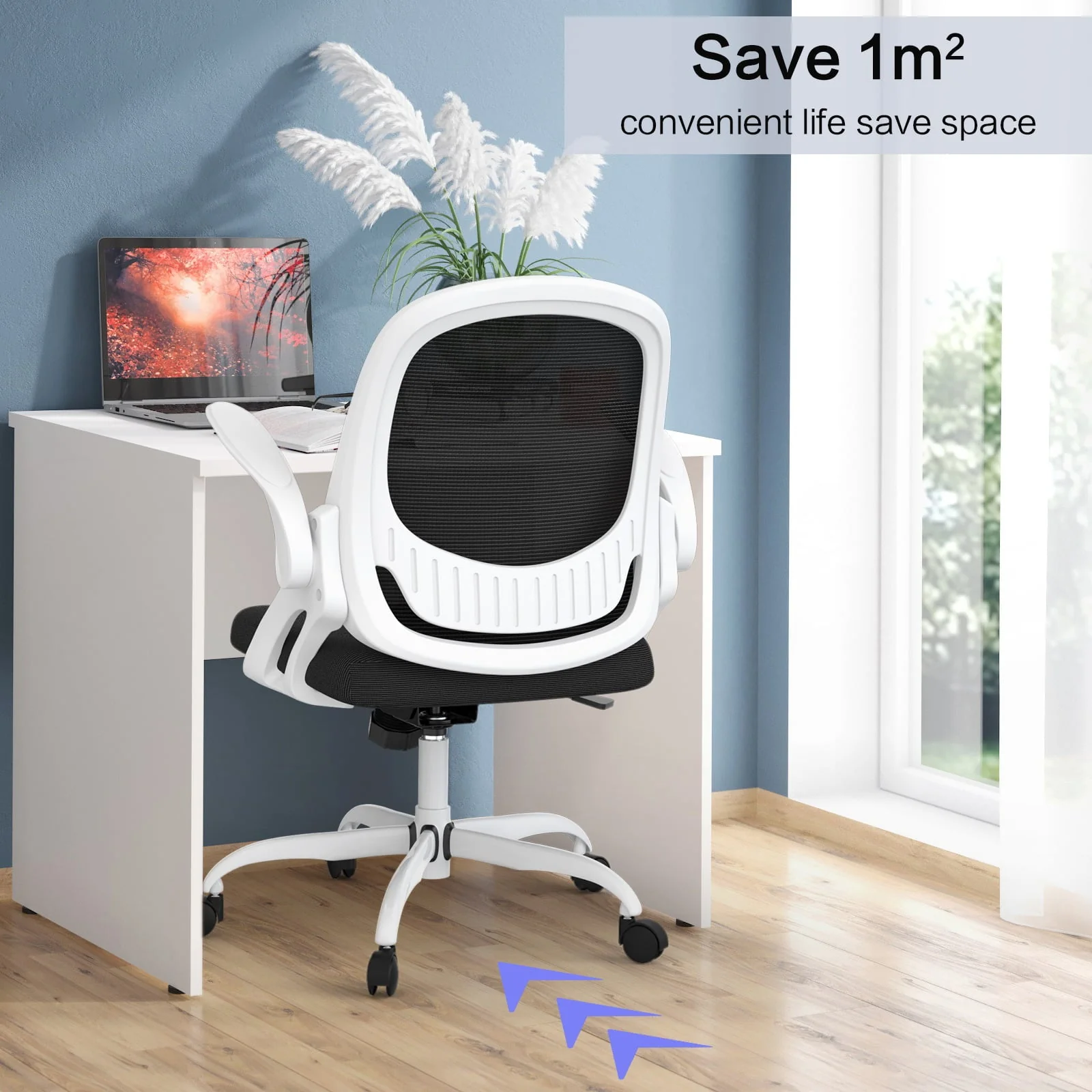 Home Office Chair Work Desk Chair Comfort Ergonomic Swivel Computer Chair, Breathable Mesh Desk Chair, Lumbar Support Task Chair,Adjustable Height,White