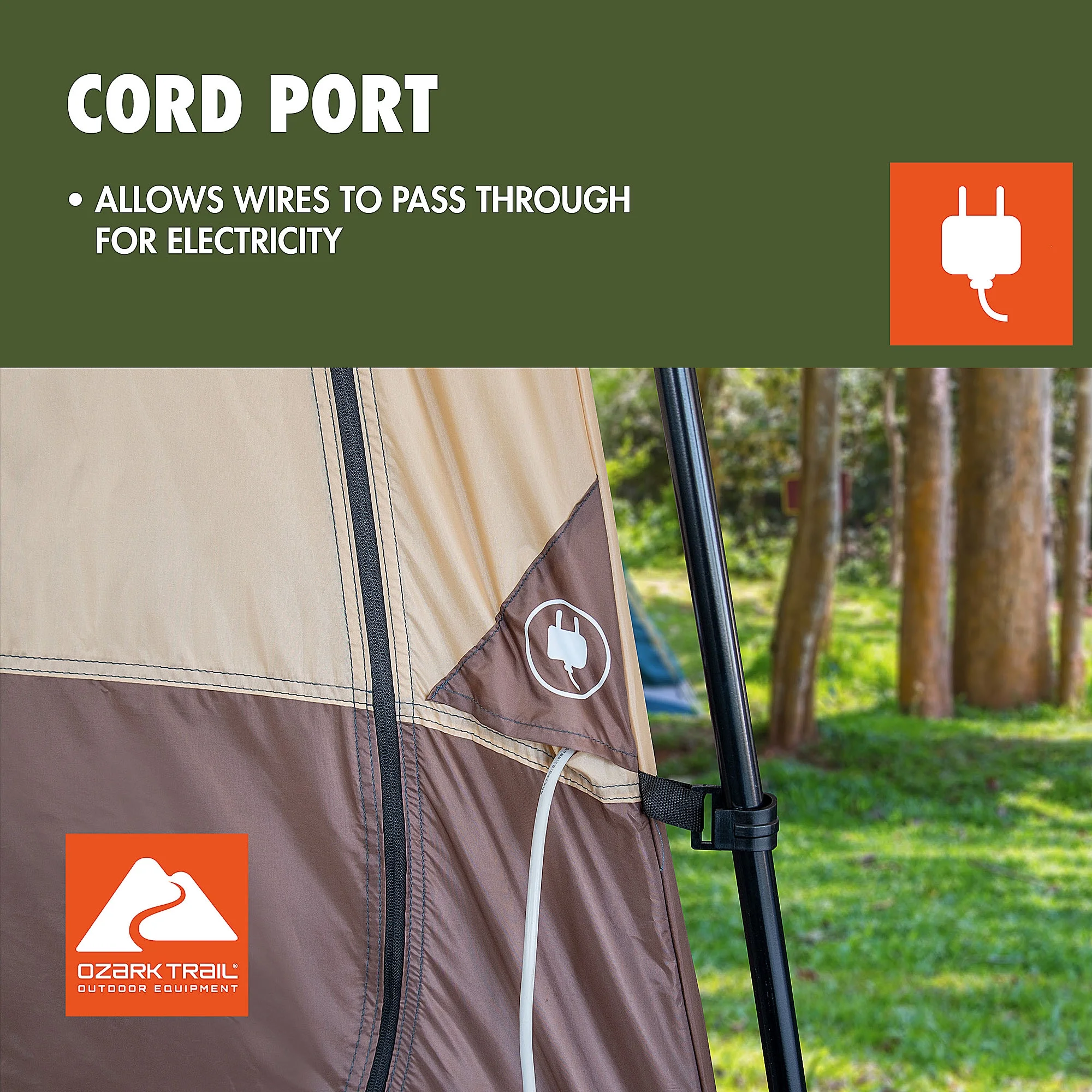 Ozark Trail 2-Room Shower & Utility Tent Combo Includes 5-Gallon Water Container, Easy Setup, Maximum Occupancy Is 2. Khaki Colour.