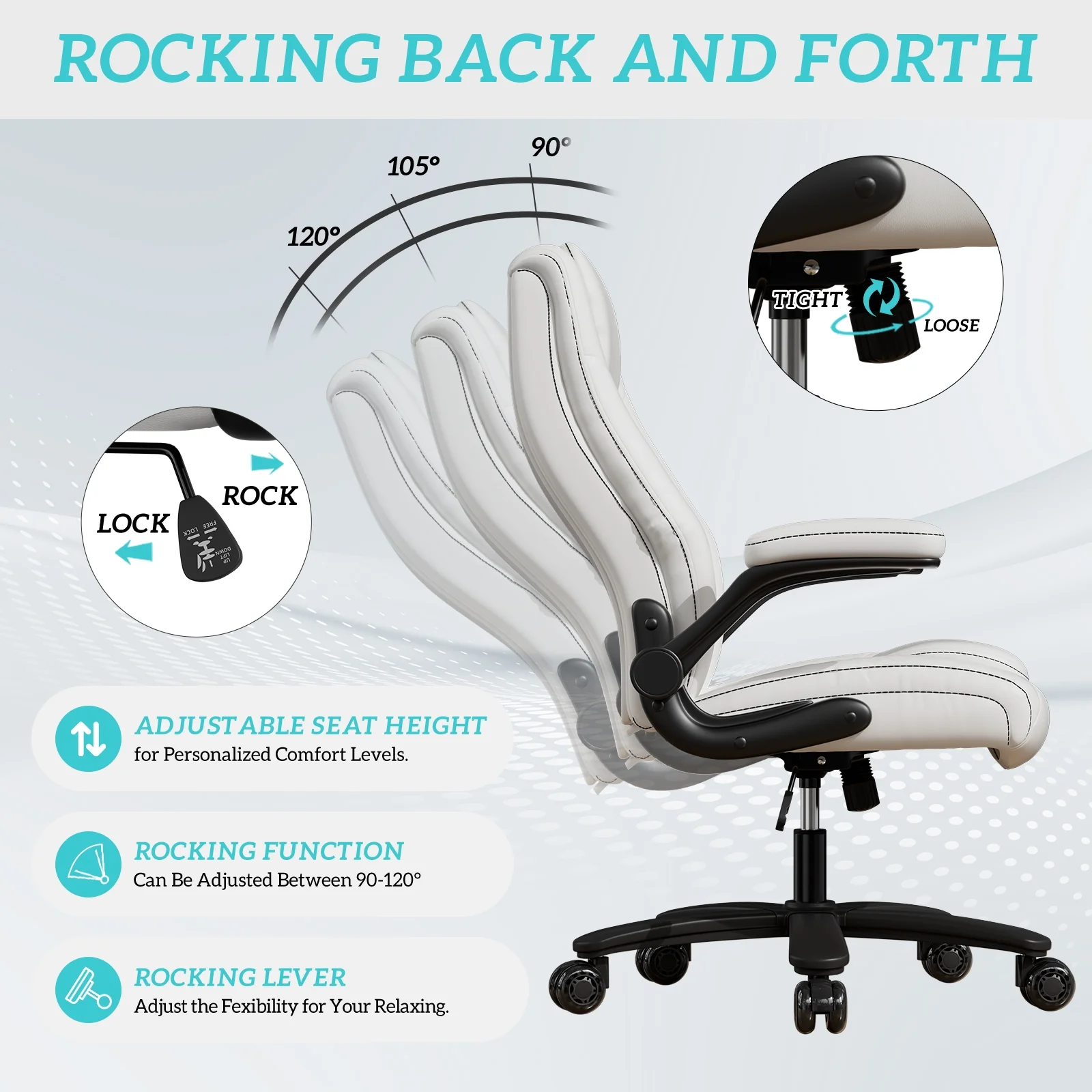 Solfway Big and Tall Office Chair 400LBS, High Back Black Leather Executive Office Chair, Computer Desk Chair with Adjustable Flip-up Arms, Wheels and Lumbar Support
