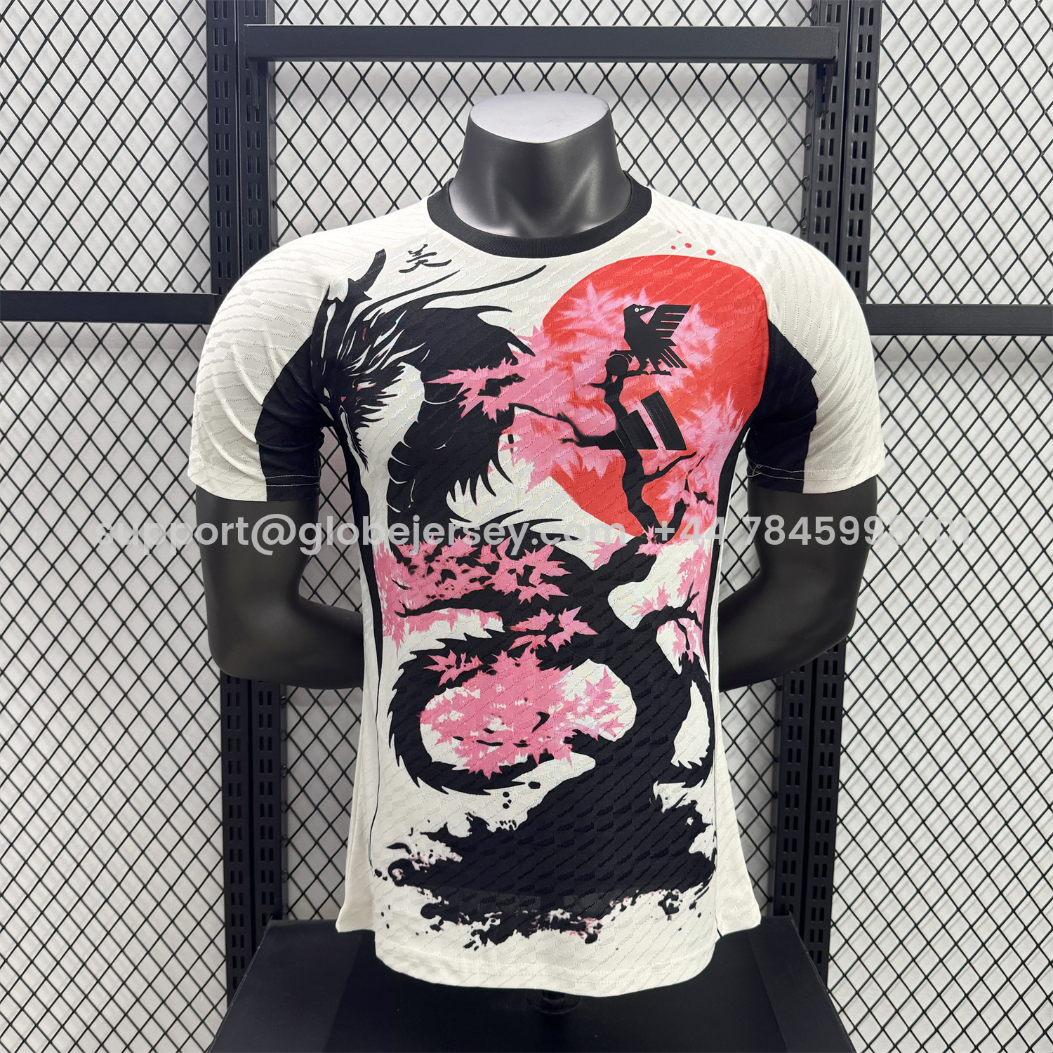 Japan 25-26 Black Dragon Cherry Blossom Tree White Special Jersey - Player Version