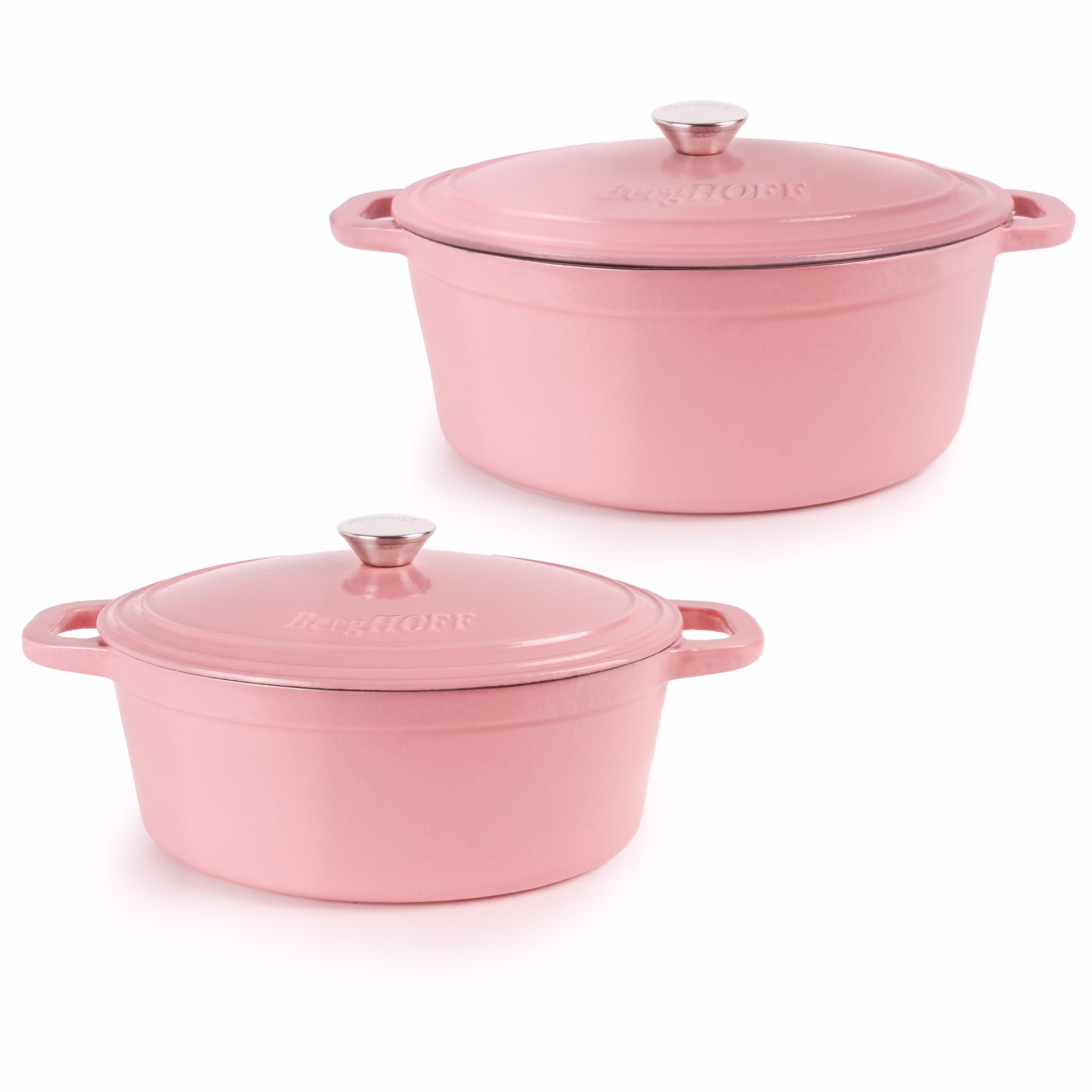 BergHOFF Neo 4Pc Cast Iron Set: 5qt. & 7qt. Covered Dutch Ovens, Green