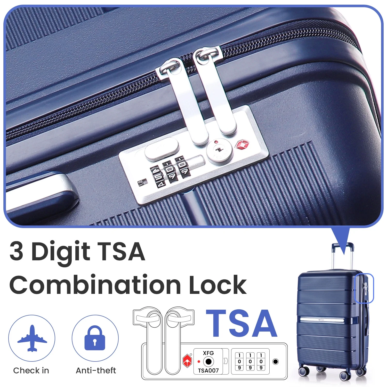 4 Piece Luggage Set, Expandable Lightweight Suitcase Set, PP Materials Travel Luggage with TSA Lock Spinner Wheels, White (14/20/24/28)